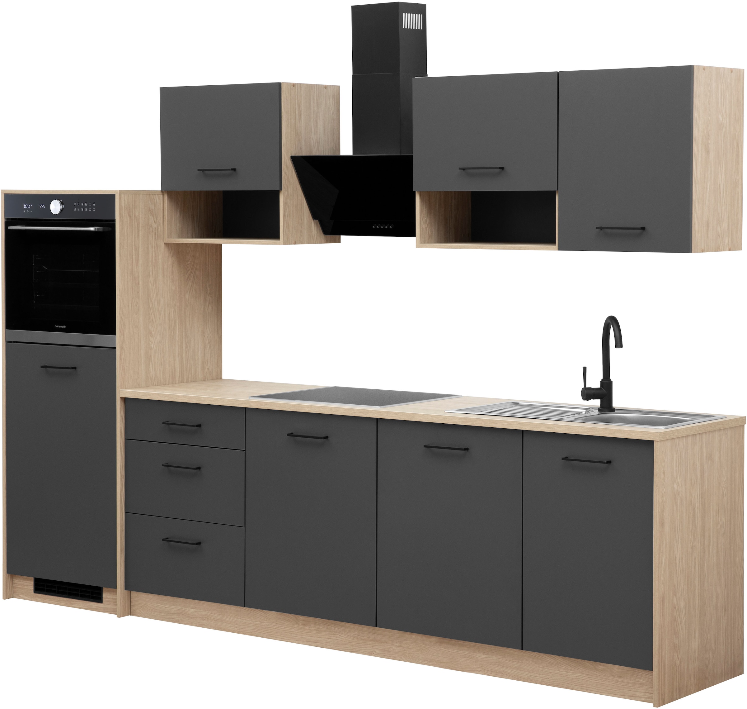KOCHSTATION Küchenzeile »KS-Kolari, Küchenblock Made in Germany« Breite 290 cm, wahlweise mit Hanseatic-E-Geräten