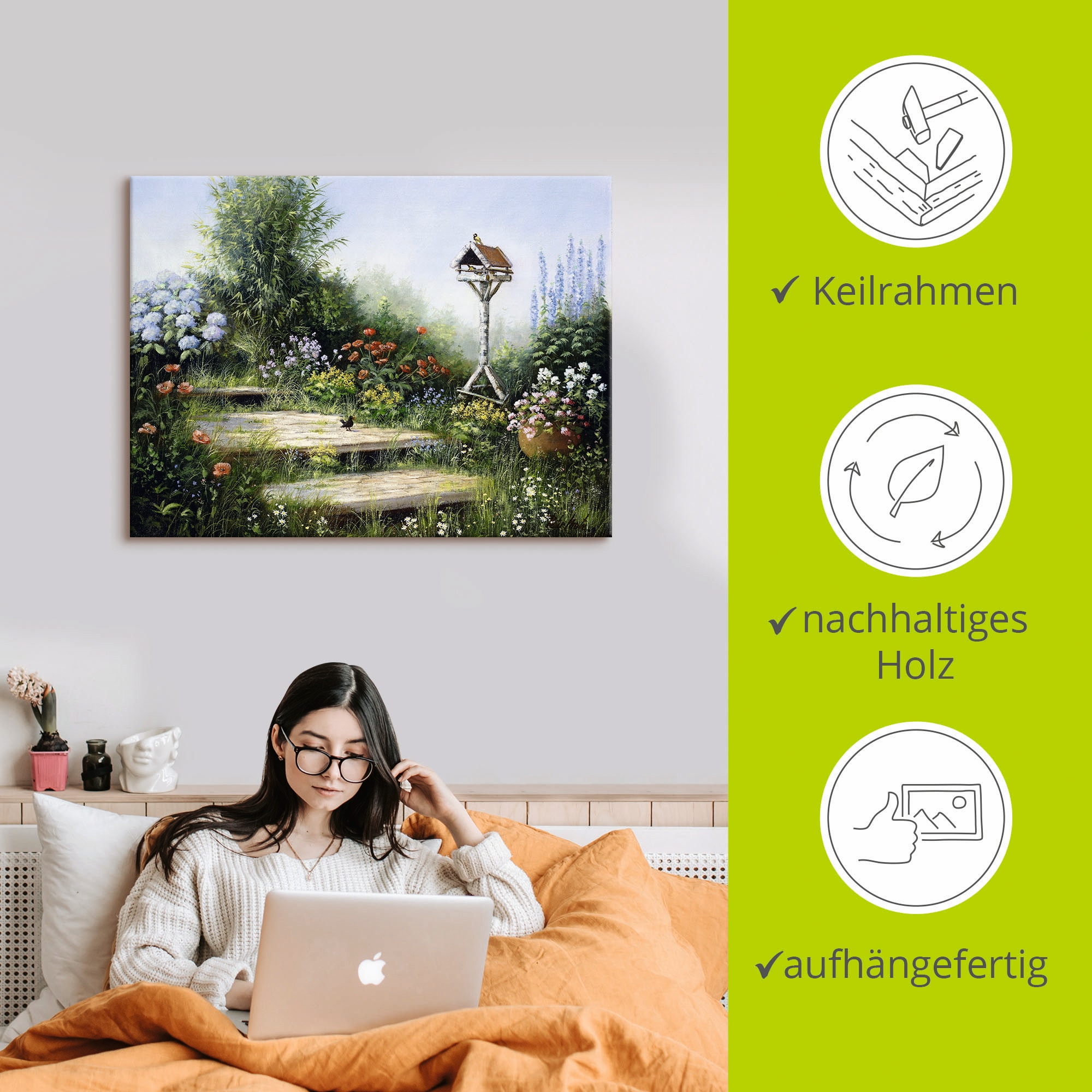 Artland Leinwandbild »Lieder der Vögel« Garten 1 Stk. tlg. auf Holzrahmen gespannt