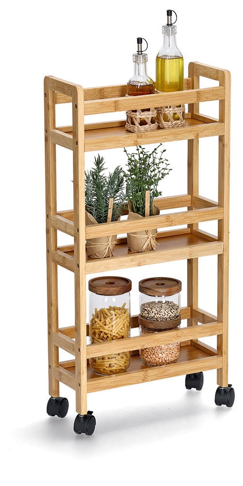 Zeller Present Rollwagen natur, Bambus / MDF, inkl. 4 Rollen