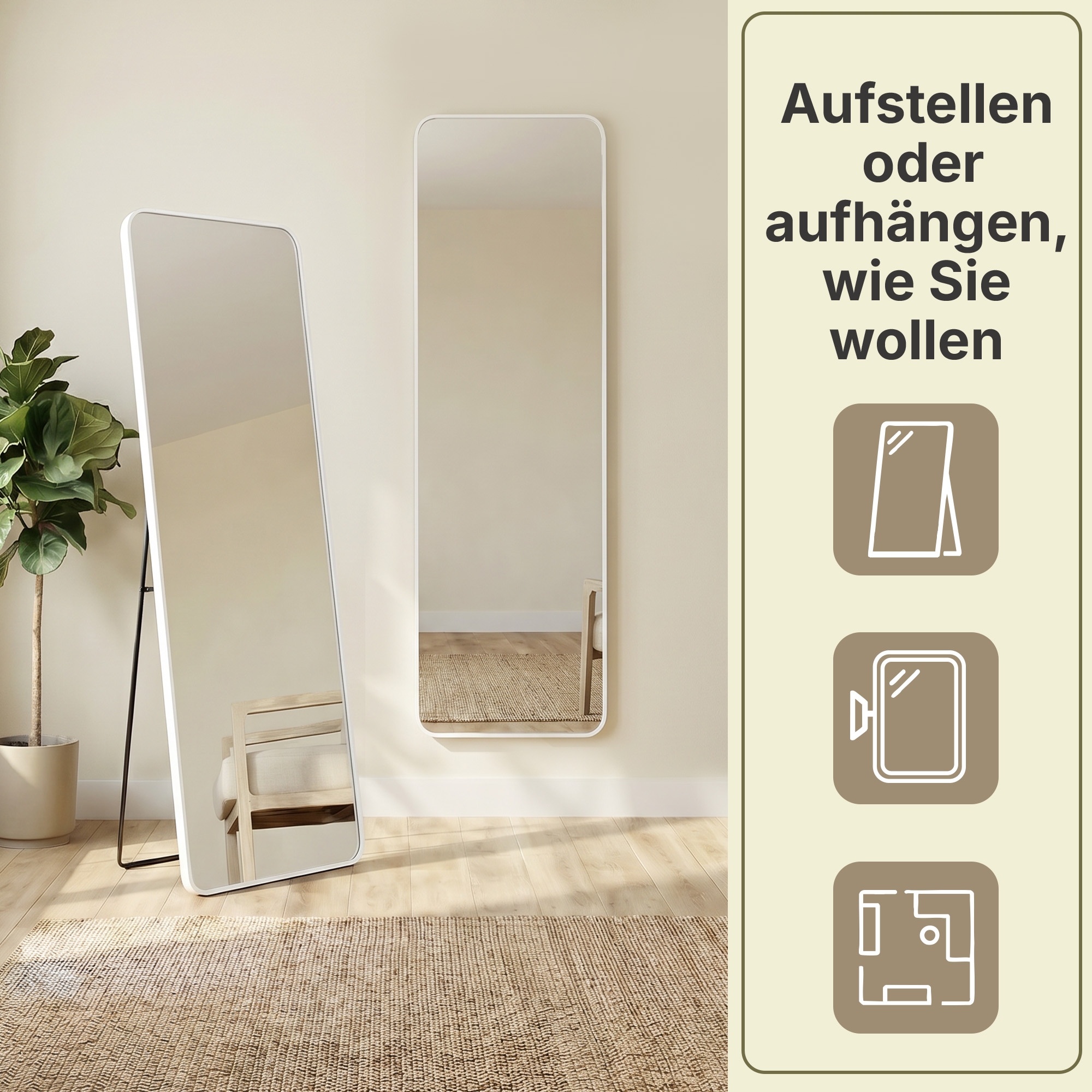 GOODproduct Miroir »Standspiegel Addrik, wahlweise in 2 Grössen 150x40cm oder 160x50cm« miroir corps entier avec verre de sécurité, en différentes couleurs