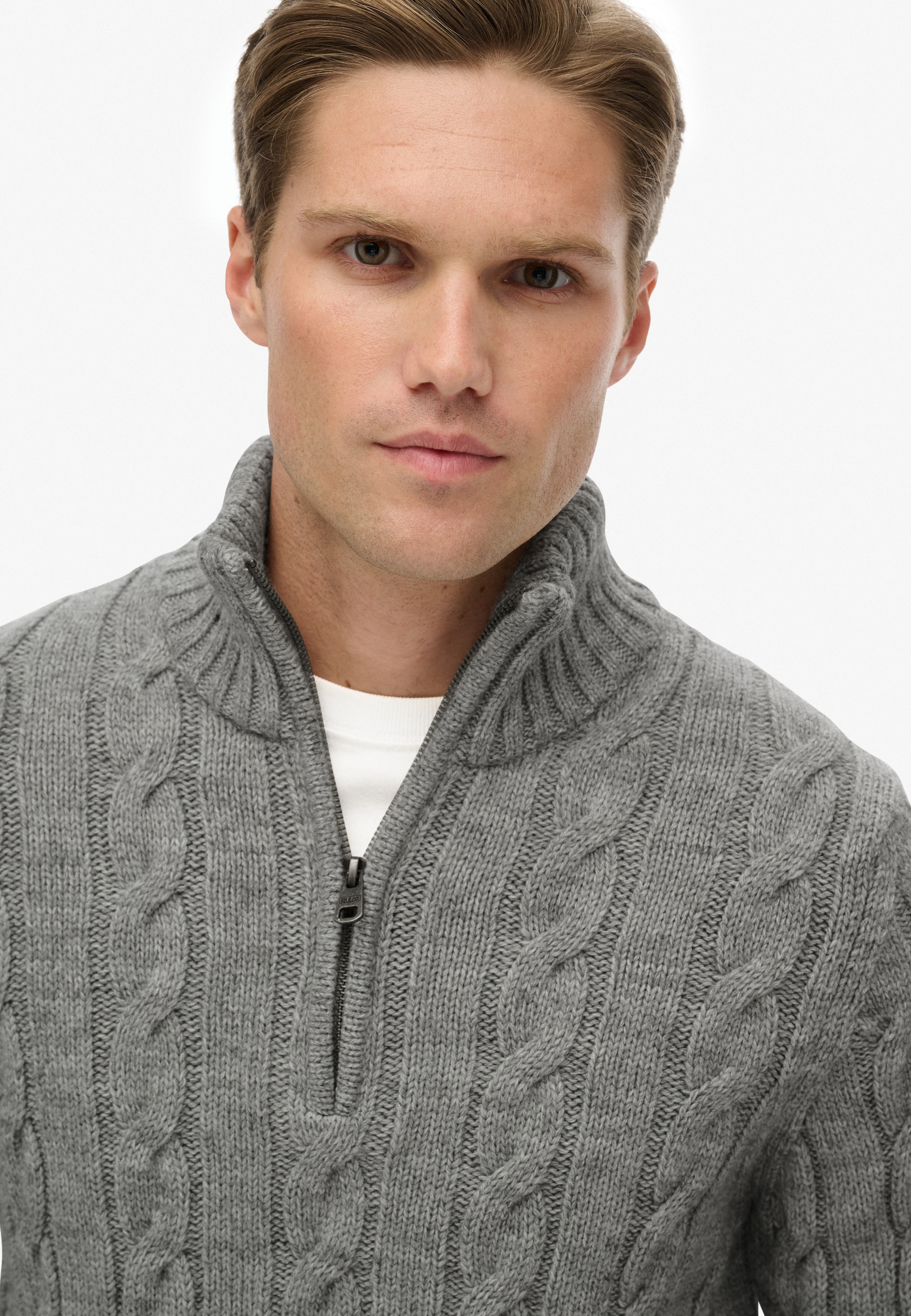 Superdry Pull en tricot »JACOB CABLE KNIT HALF ZIP«