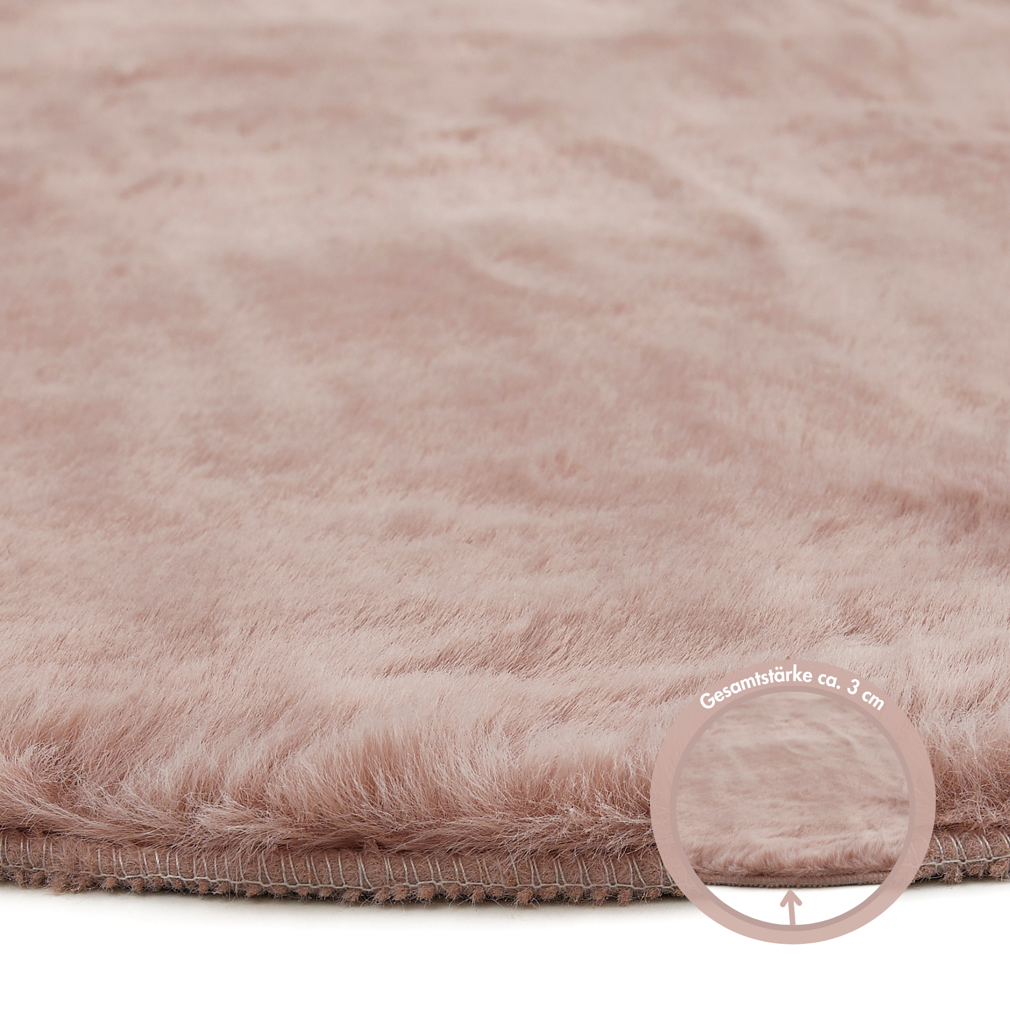 GOODproduct Hochflor-Teppich »Lugano« rund 30 mm Höhe Kunstfell, Uni Farben, sehr weich & kuschelig