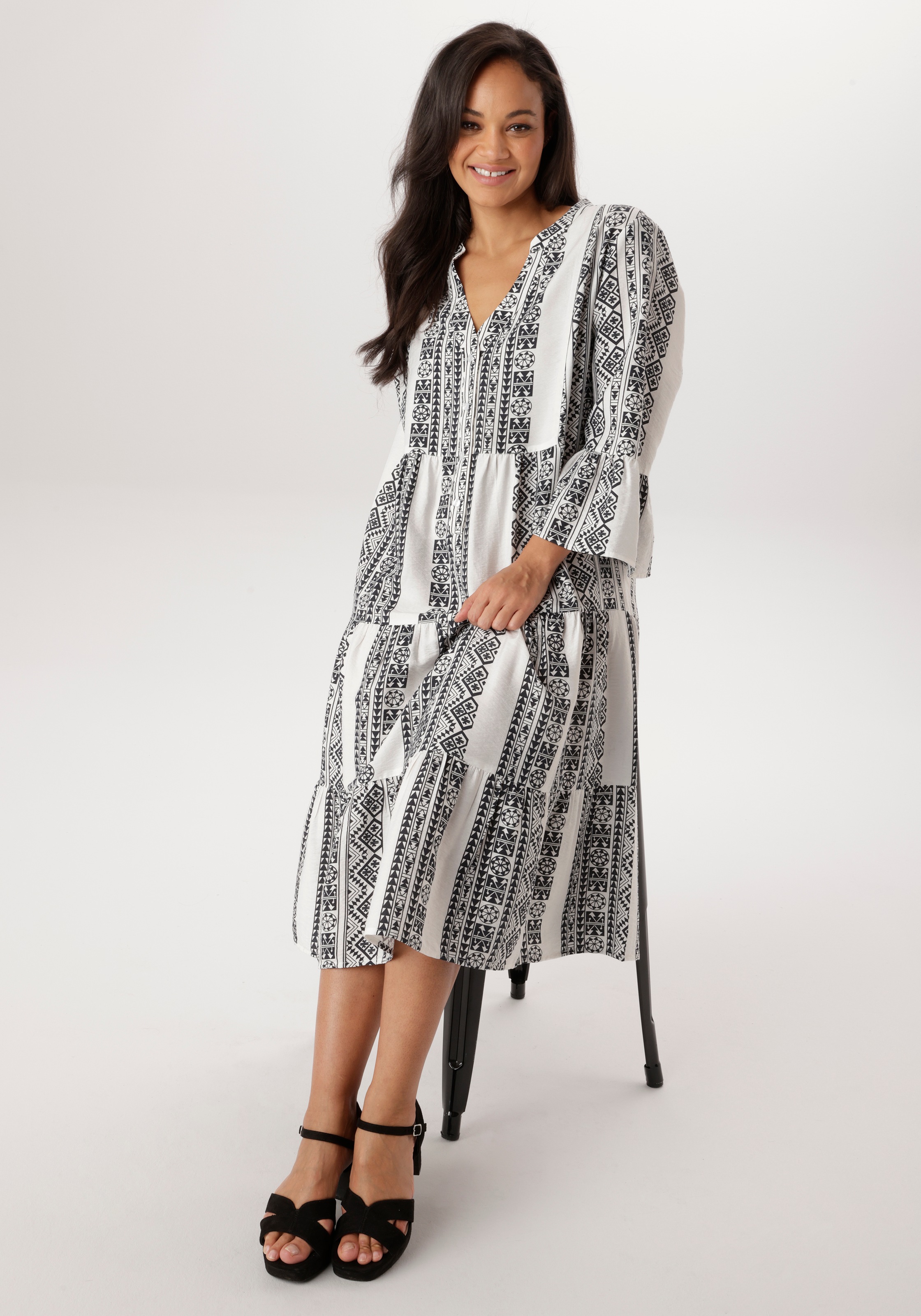 Aniston PLUS Robe midi mit Volant - NEUE KOLLEKTION