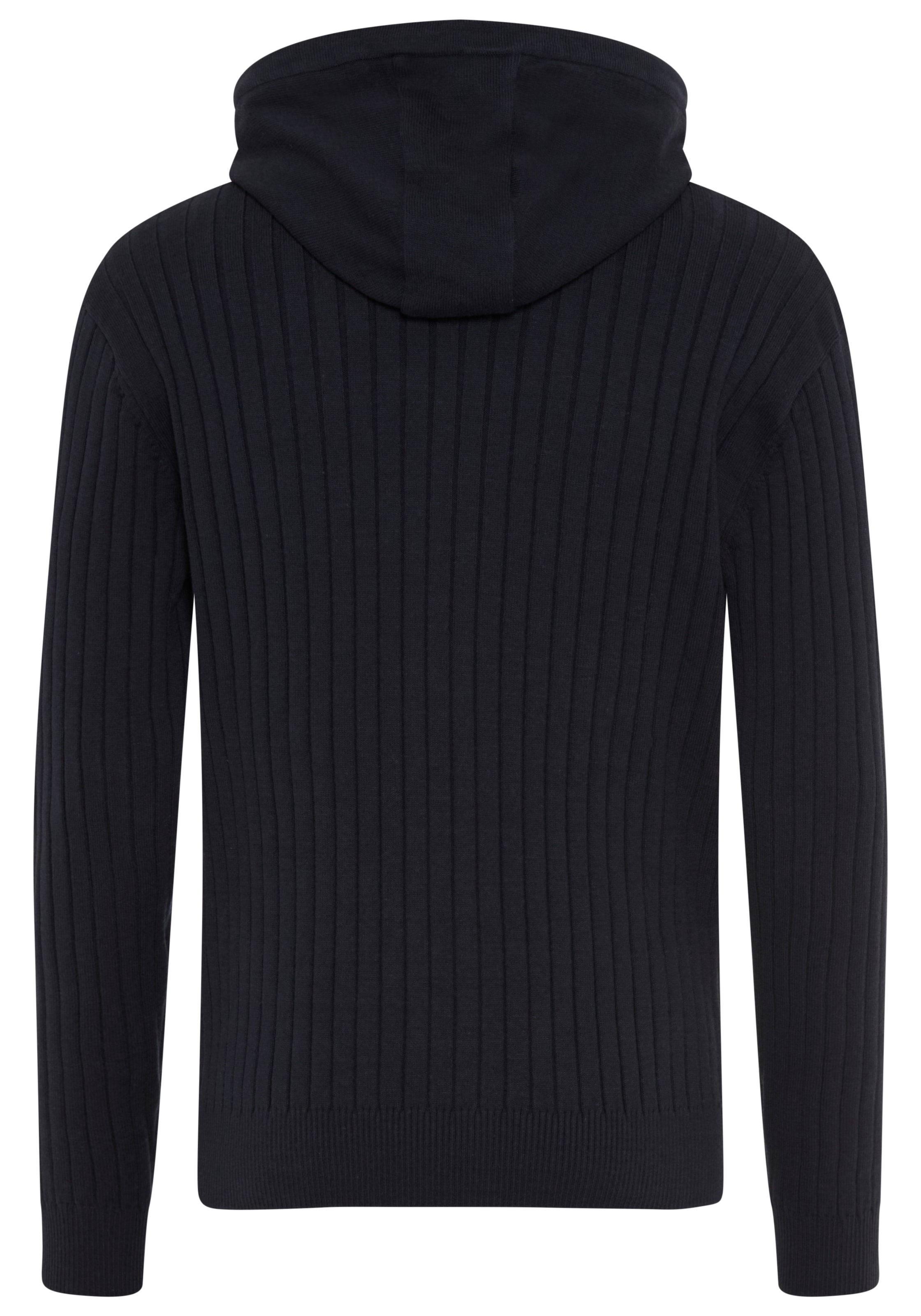 KangaROOS Cardigan à capuche avec fermeture éclair, tricot côtelé, coupe régulière, longueur normale