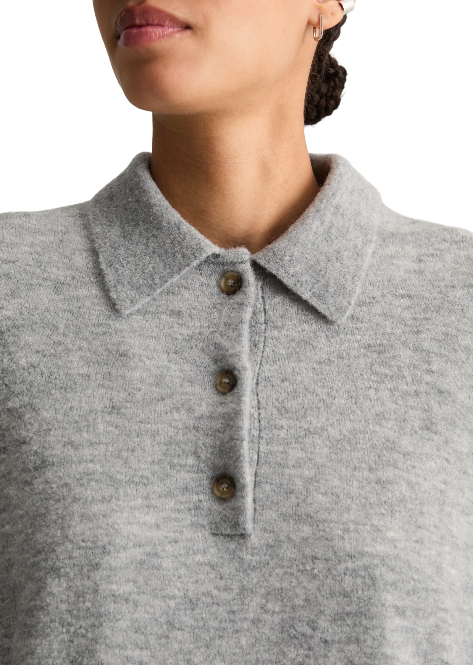 Marc O'Polo DENIM Polo à manches longues Tricot décontracté en fil bouclé, avec laine vierge