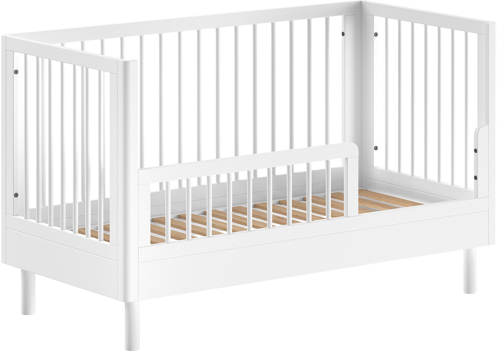 Vipack Lit bébé »Forrest, aus massiver Buche weiss lackiert, zeitloses Design« sommier à lattes réglable en hauteur en 3 positions, très stable