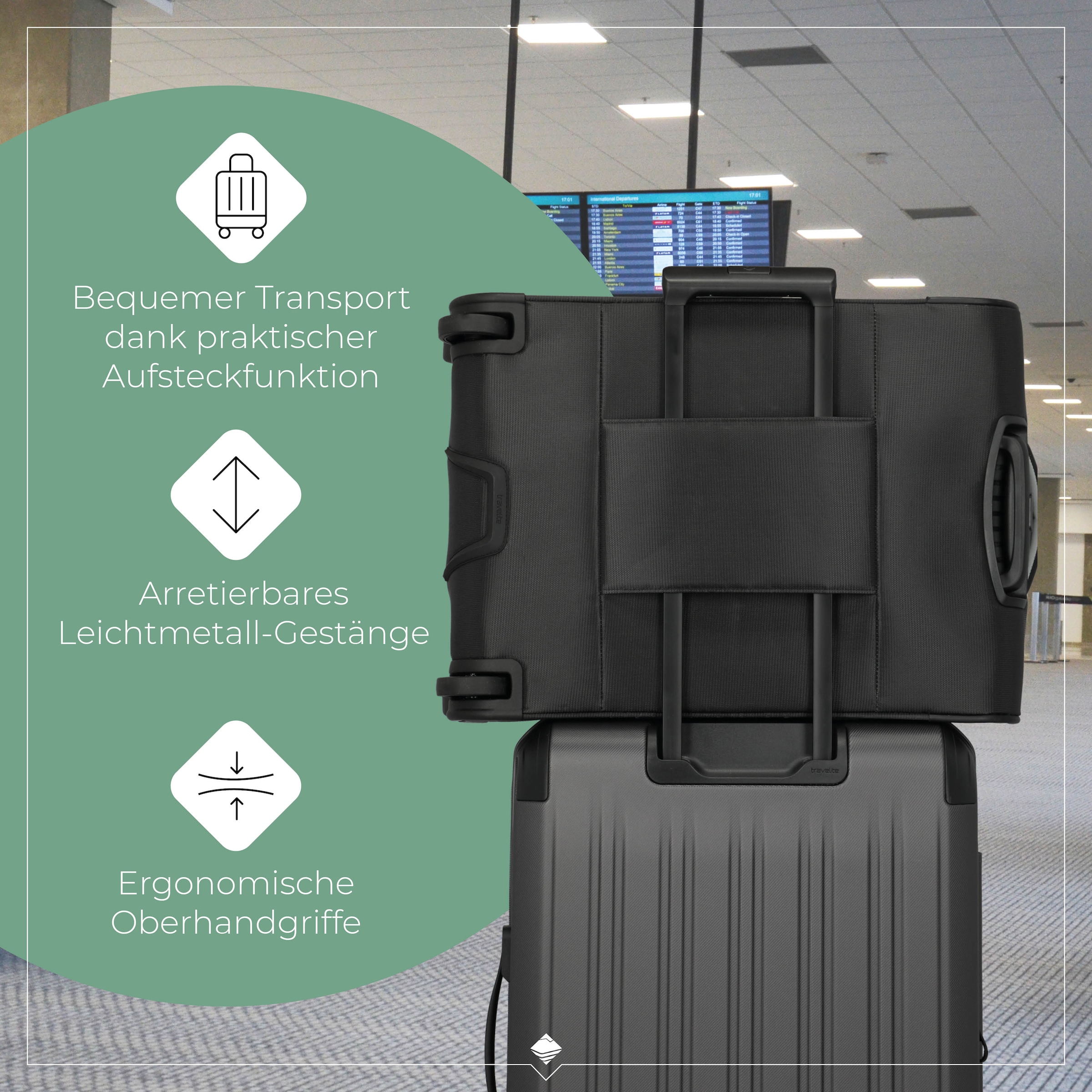 travelite Handgepäck-Trolley »JETPACK Multi Light 2 Cabin Handgepäck Koffer« 41 l 2 Rollen Weichgepäck, passend für Ryanair, Condor und viele gängige Airlines