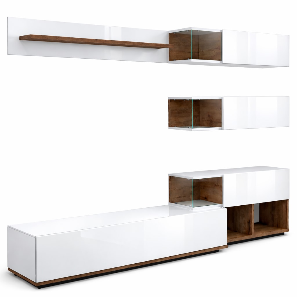GOODproduct Ensemble de salon »Lego Anbauwand, Wohnkombination, Wohnzimmer-Set« 4 cuis tlg.