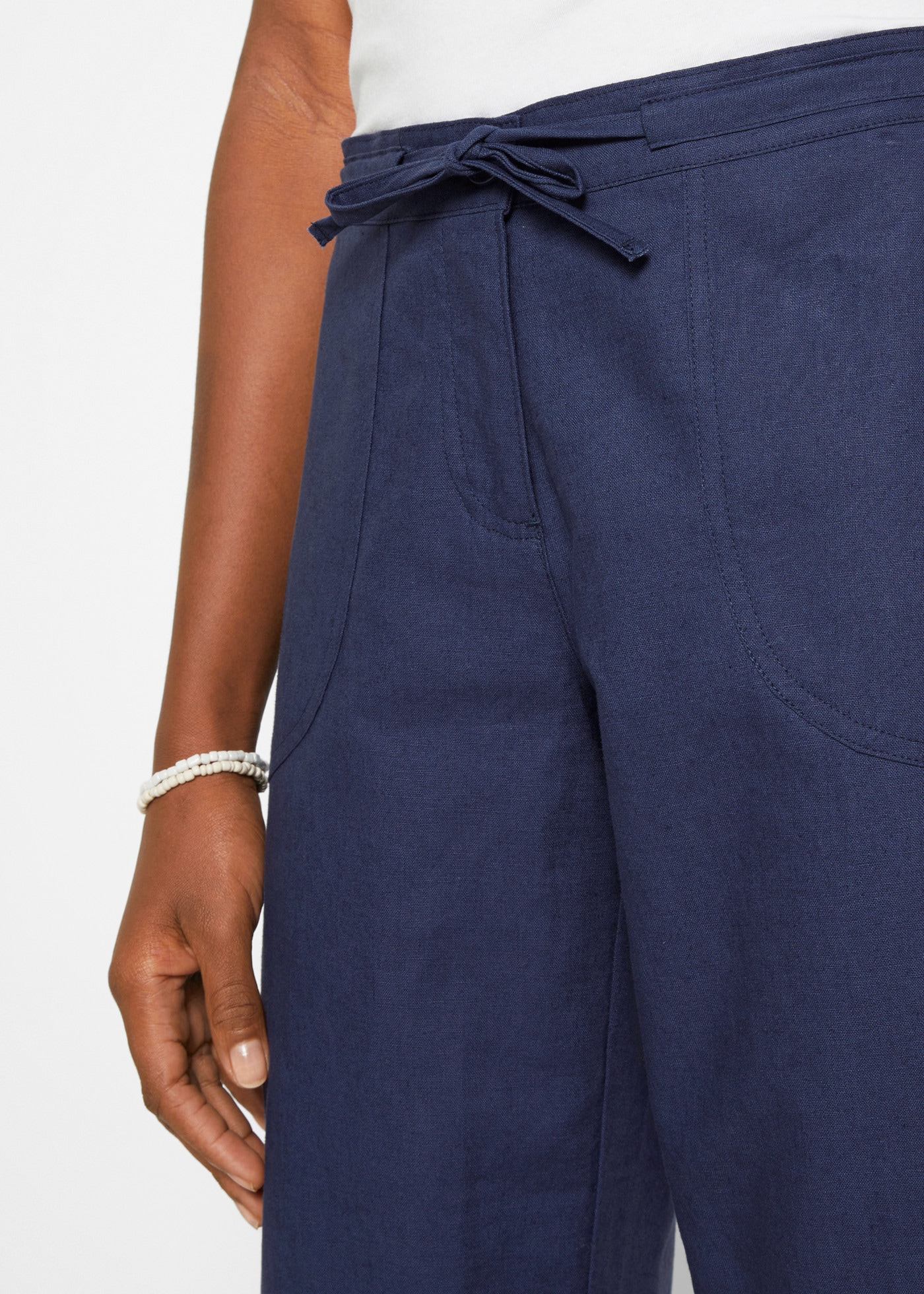 bonprix Pantalon 3/4  en lin et coton, coupe ample 3/4