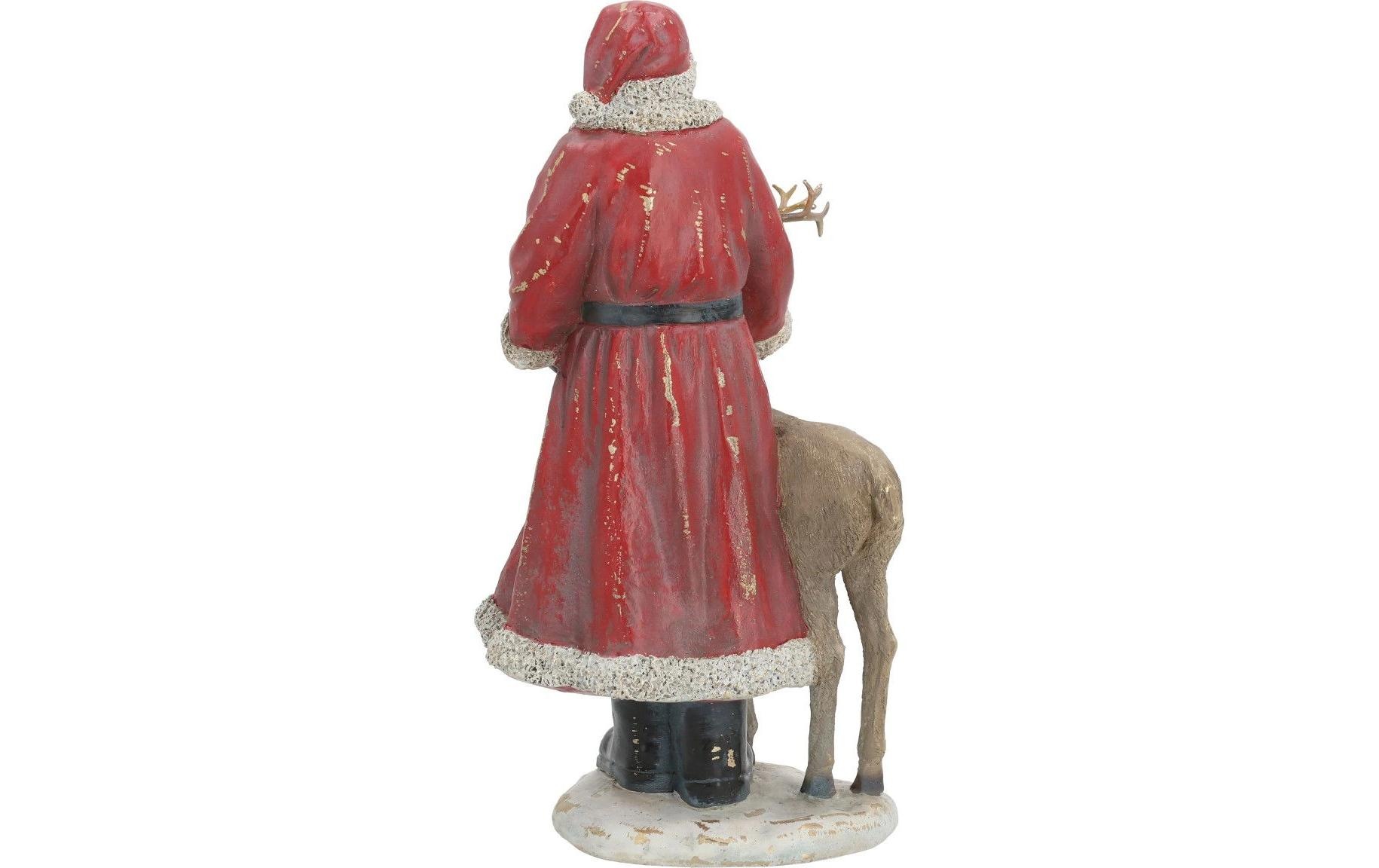 G.Wurm Figurine de Noël »Weihnachtsfigur Weihnachtsmann mit Hirsch 15 x 30 x 11 cm«