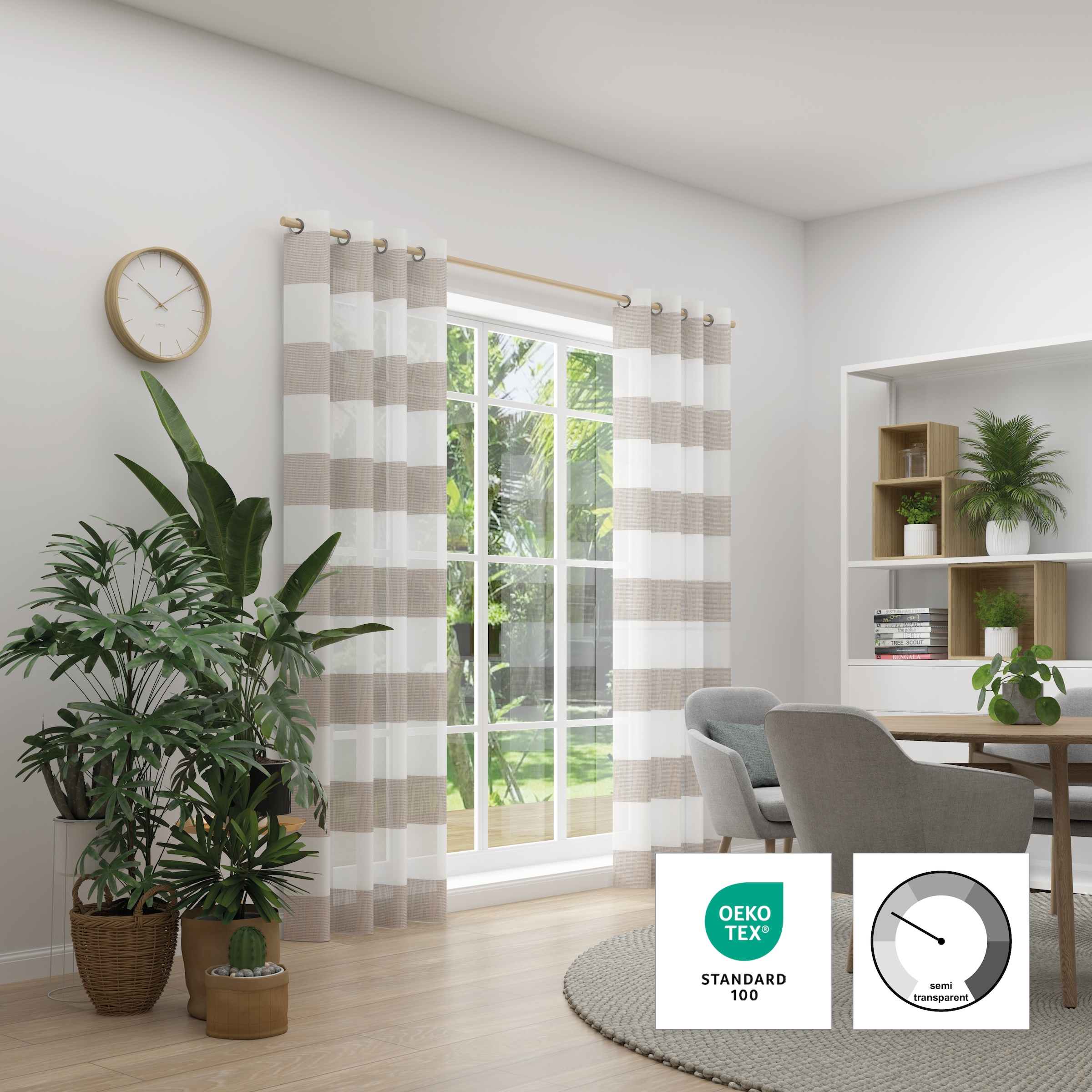 Neutex for you! Rideau »RIVA« Œillet 1 cuis tlg. rayures en blocs, motif graphique linéaire