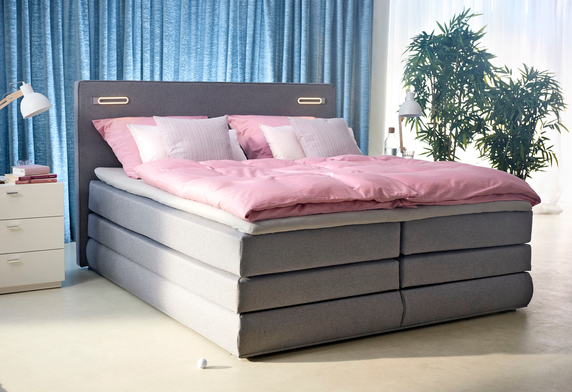 COLLECTION AB »NINONI, Stauraumbett mit Bettkasten & TTFK-Matratze« incl. coffre de lit, surmatelas et au choix avec éclairage LED