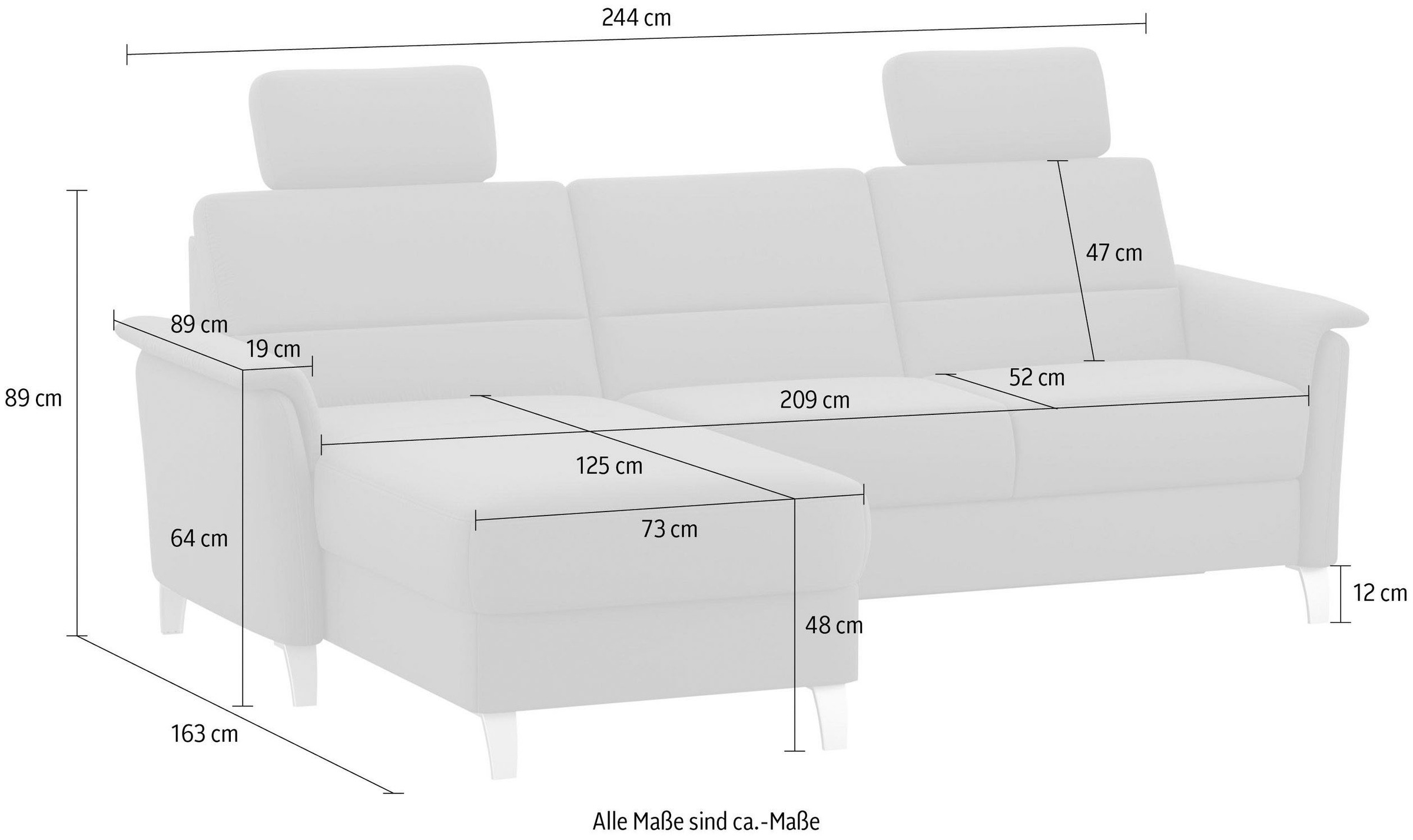 sit&more Ecksofa »Palmera L-Form, B: 244 cm« optional Bettfunktion & Bettkasten, Federkern