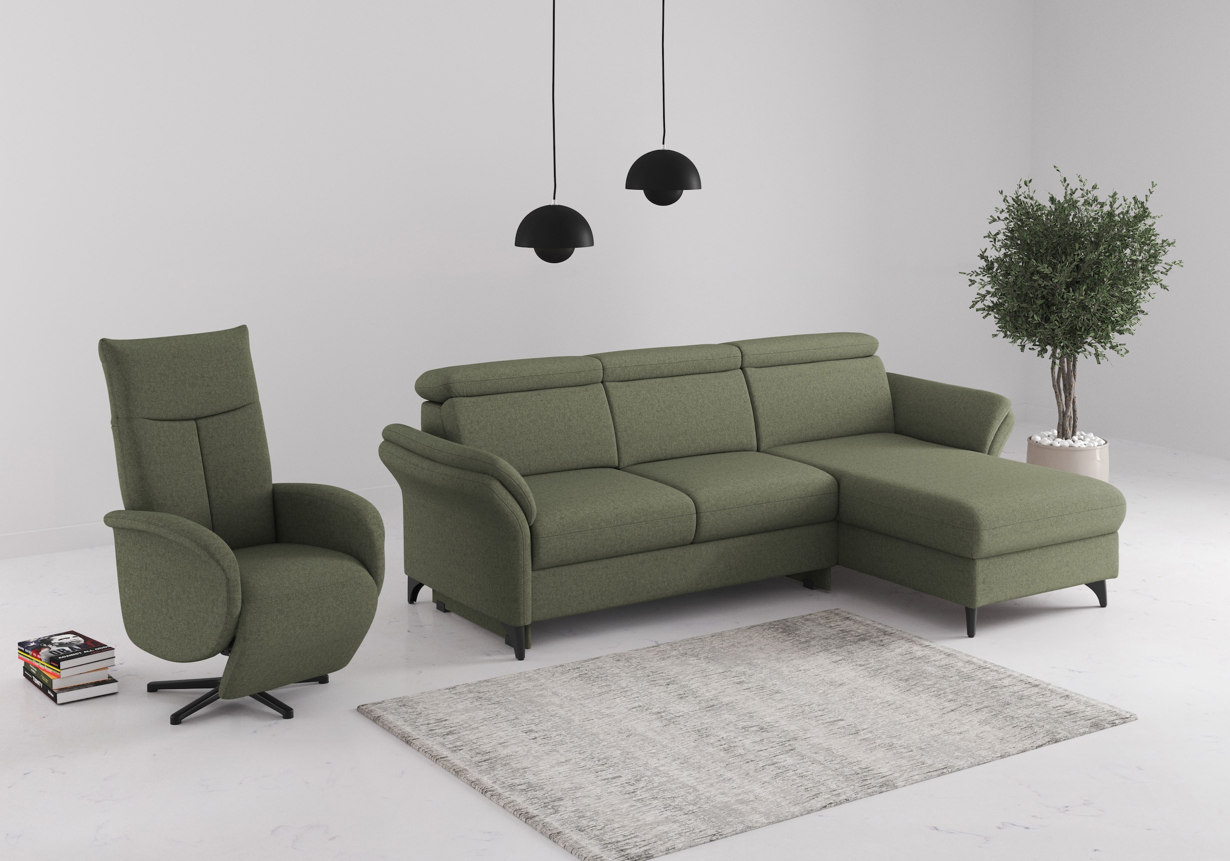 sit&more Canapé d'angle »Glendale, L-Form« inkl. Kopfteilverstellung, wahlweise mit Vorziehsitz und Bettkasten