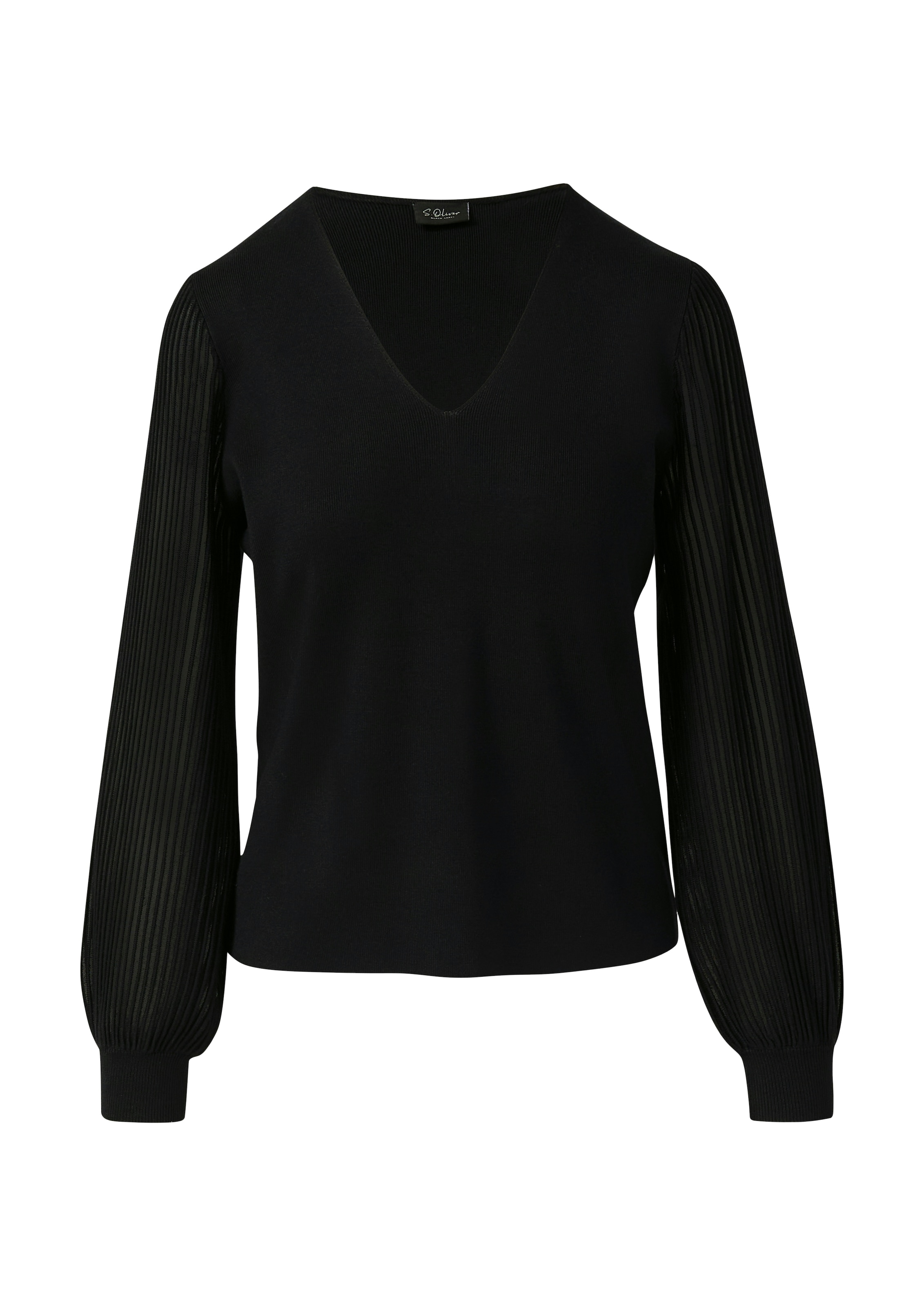 s.Oliver BLACK LABEL Strickpullover mit semitransparenten Ärmeln