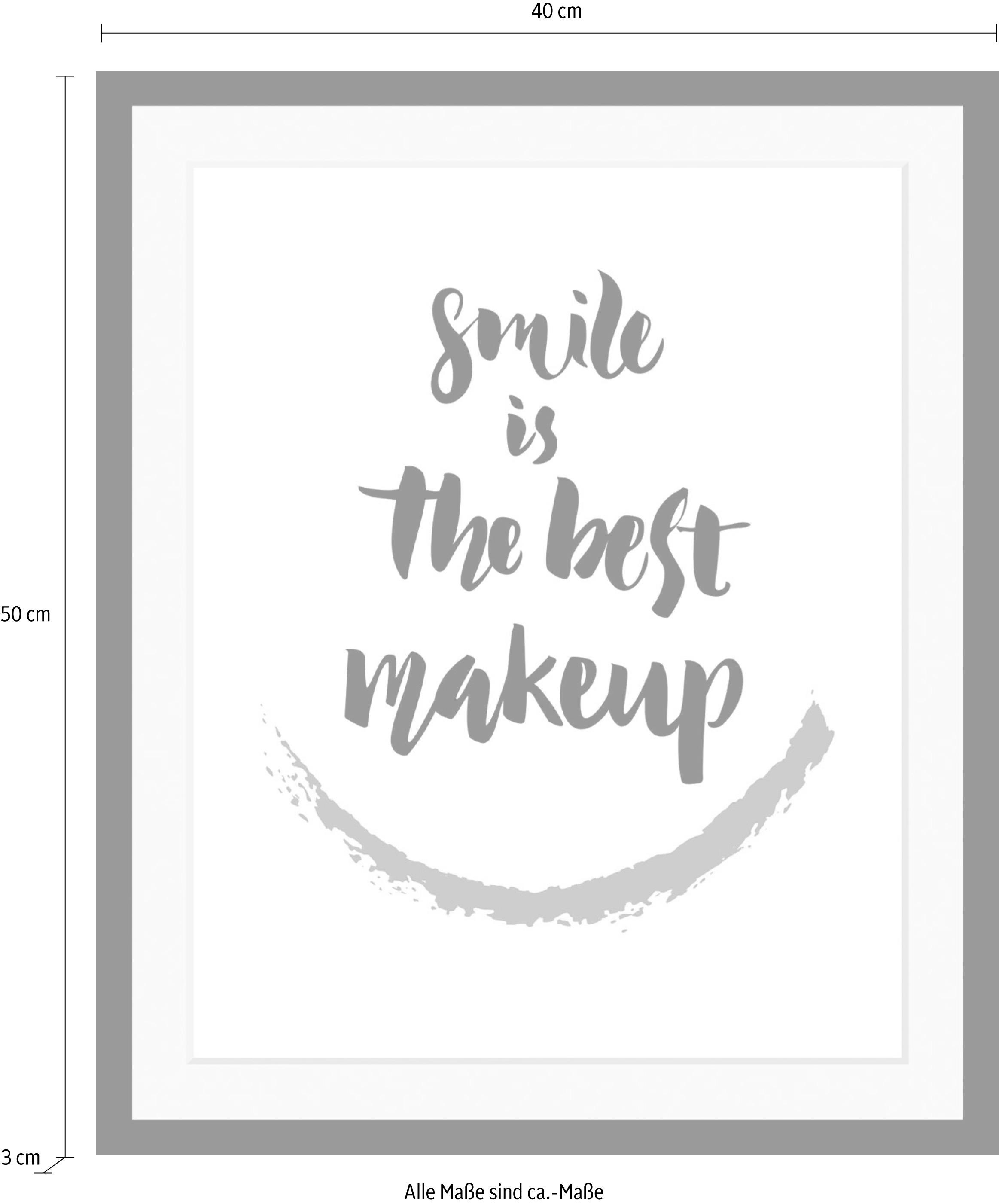 queence Image »Smile« HD Premium Poster-Druck inkl. Holzrahmen
