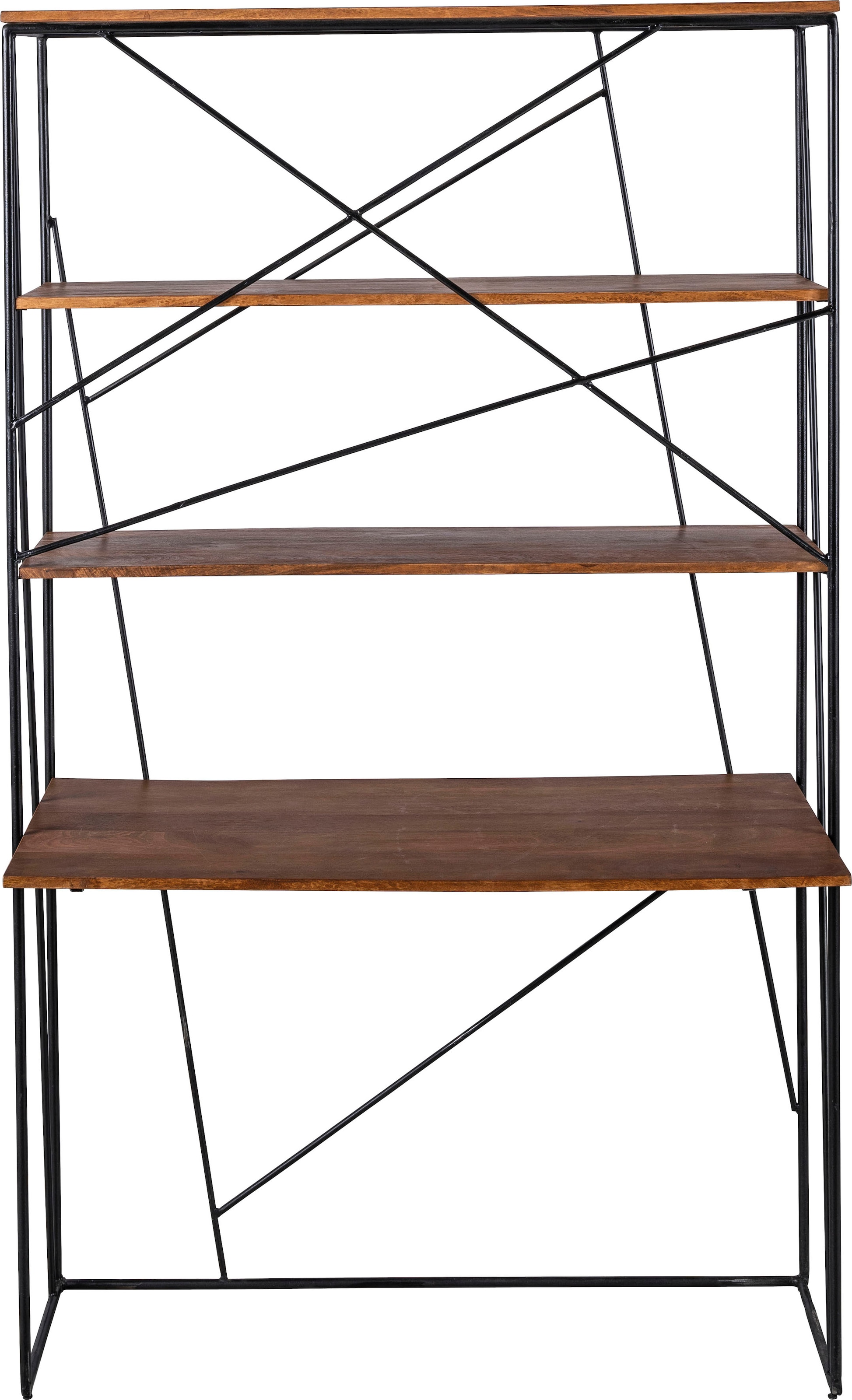 SIT Secrétaire »Spoleto aus Mangoholz mit Metallregal Industrial« Étagère ouverte avec surface d'écriture intégrée au design industriel