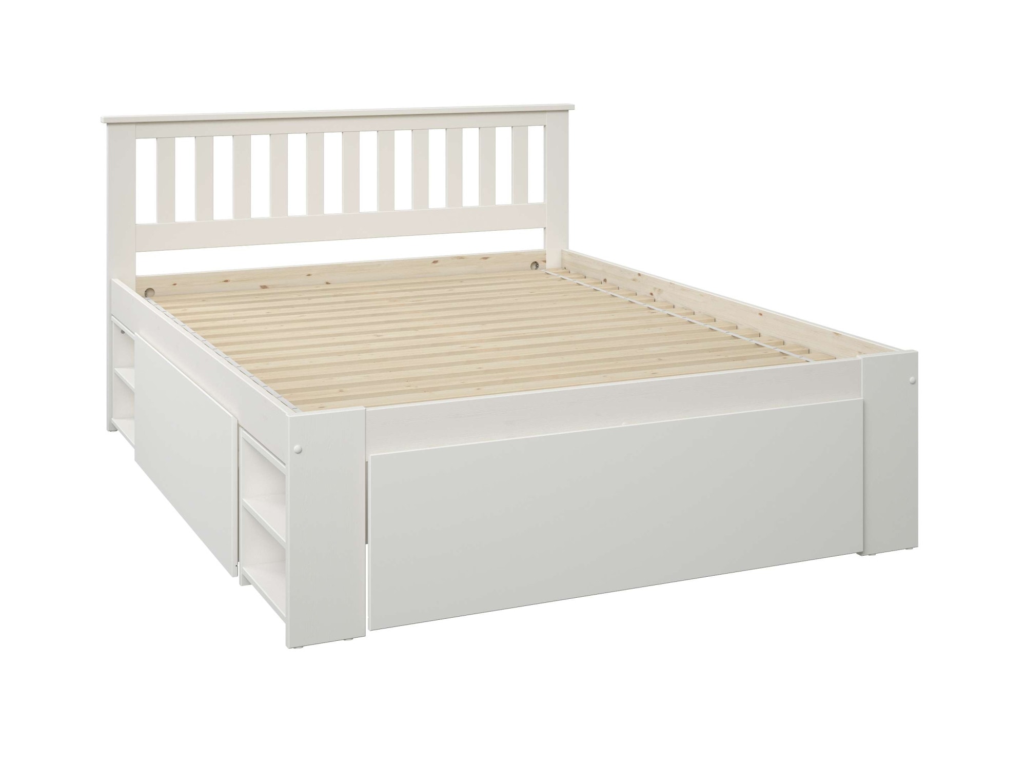 GOODproduct Lit en bois massif »Kallvin, platzsparend, 3 Bettkästen, Nachtschränke ausziehbar« comprend un sommier à lattes, 3 coffres de lit, certifié FSC®