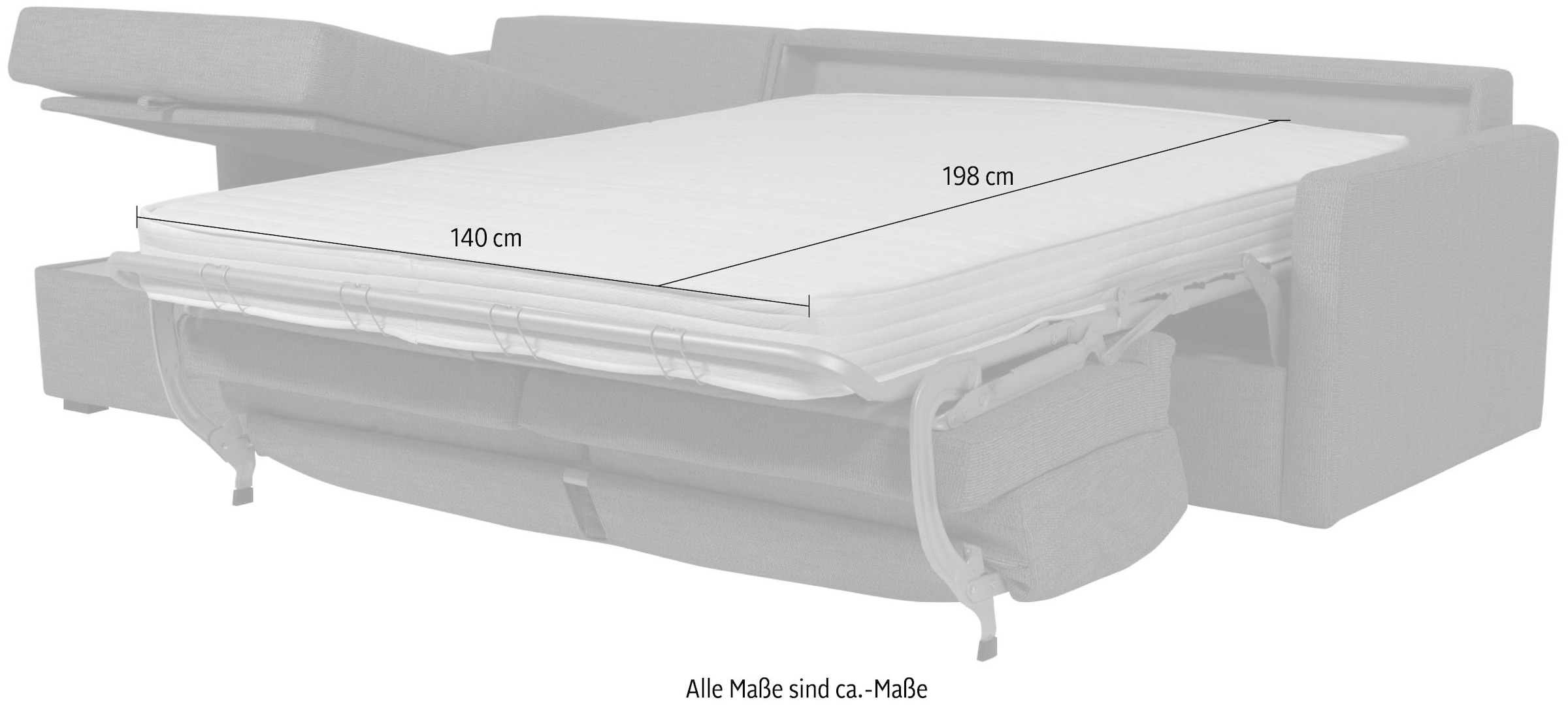 GOODproduct Schlafsofa »GOLDPOINT Ecksofa 264 cm, Liegefläche (140/200cm), L-Form« Bettfunktion, Bonell-Federkernmatratze und Dauerschläfer-Funktion