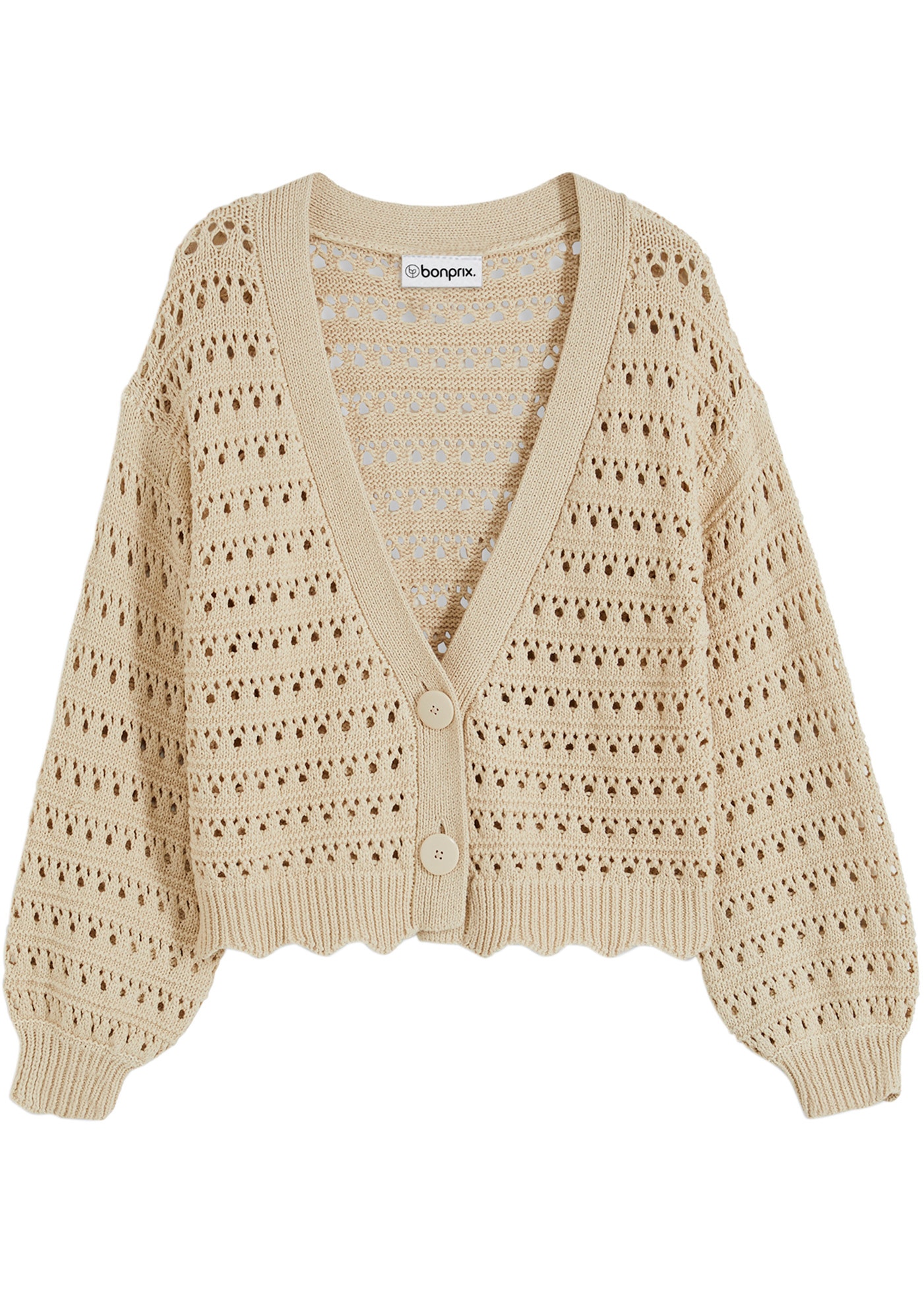 bonprix Veste en tricot ajouré Oversize-Passform, mit Lochstrickmuster, im Casual Stil