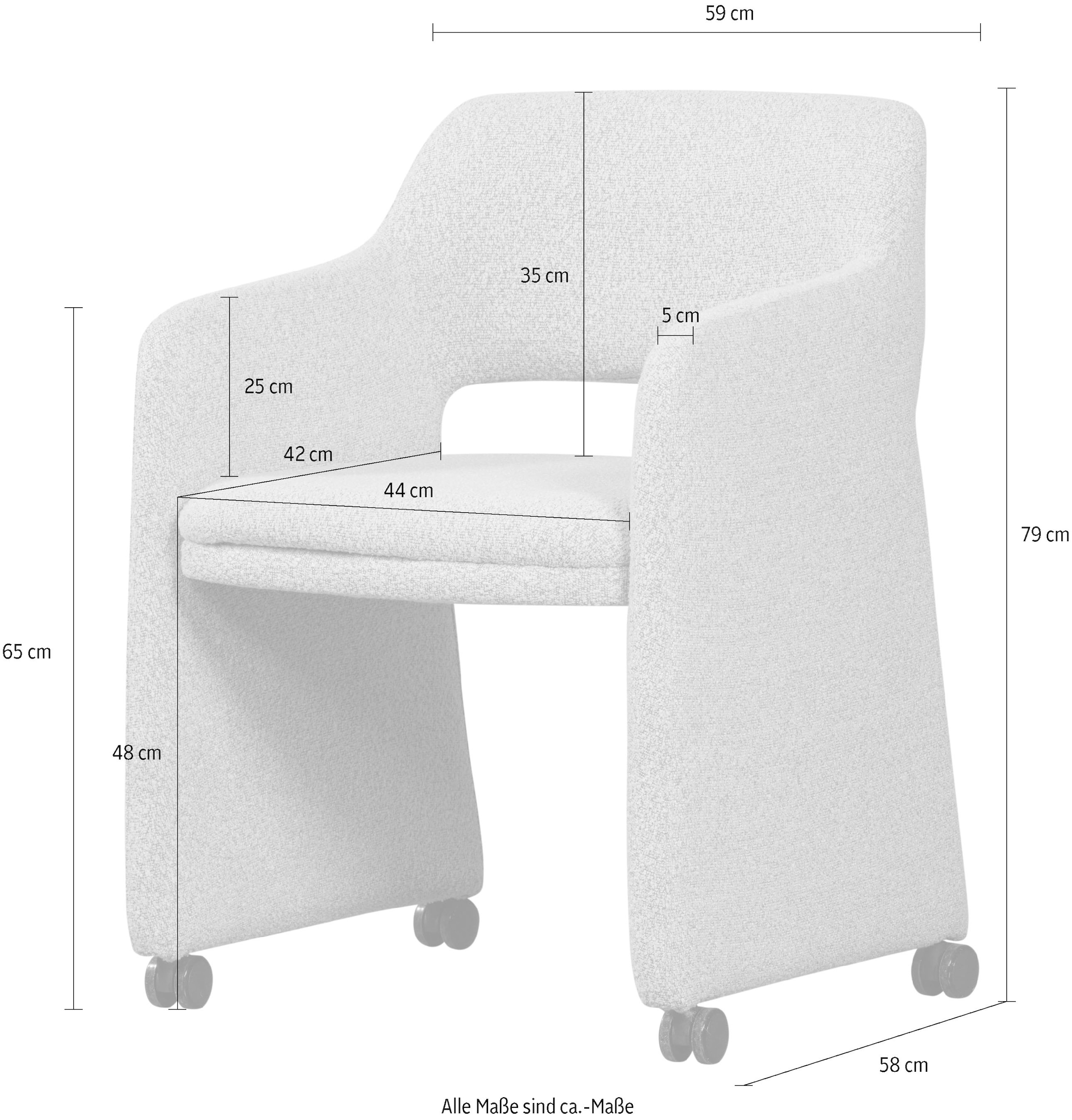 WOOOD Esszimmerstuhl »Lyric mit Ceyo-Bouclé-Bezug und Rollen B 59 x T 58 x H 79 cm« () Tragkraft 120 kg, Hohe Verschleissfestigkeit, montiert geliefert