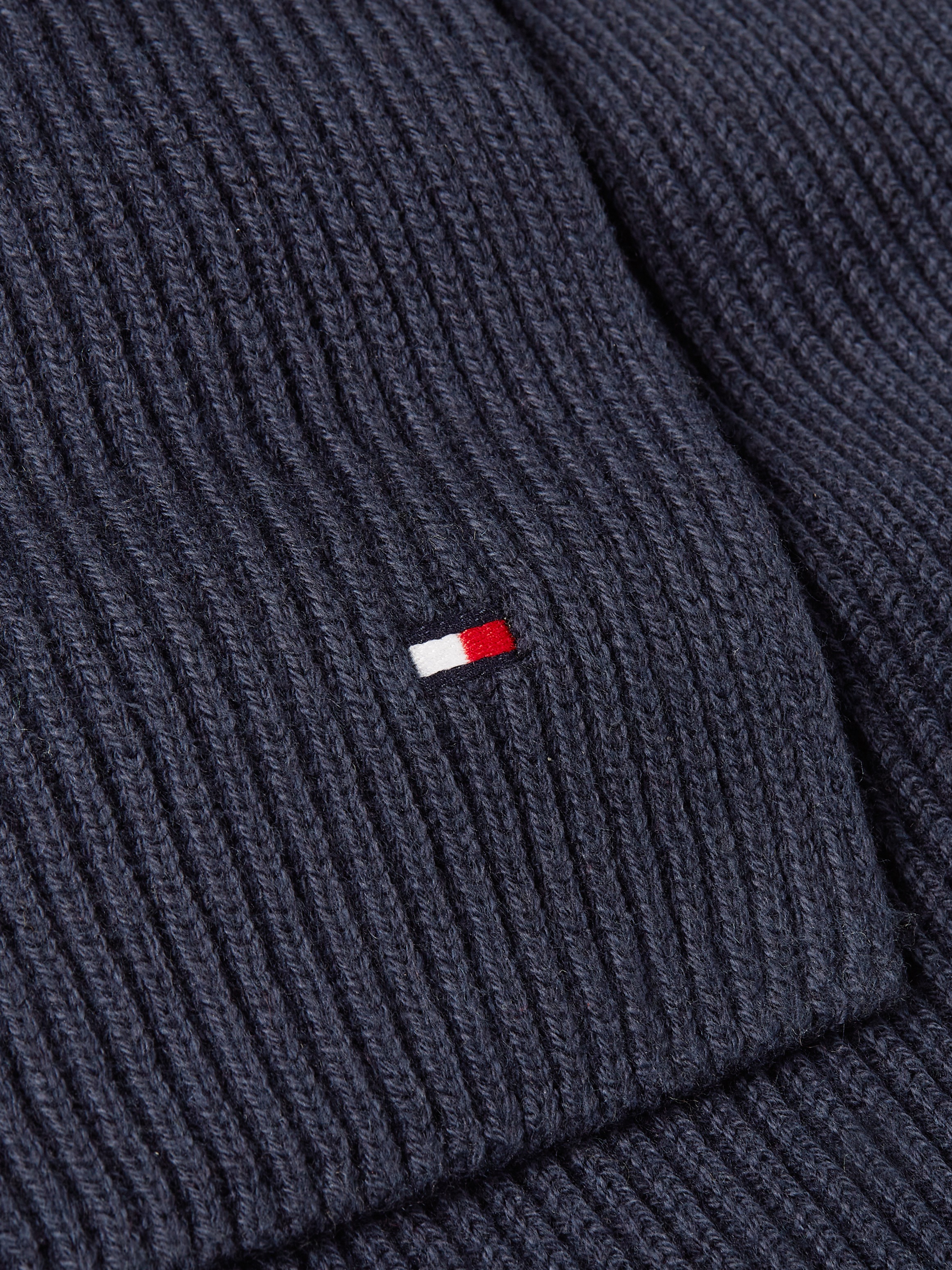 Tommy Hilfiger Écharpe tricotée »TH FLAG PIMA COTTON CASH SCARF« avec broderie logo, avec une part de cachemire Unisexe