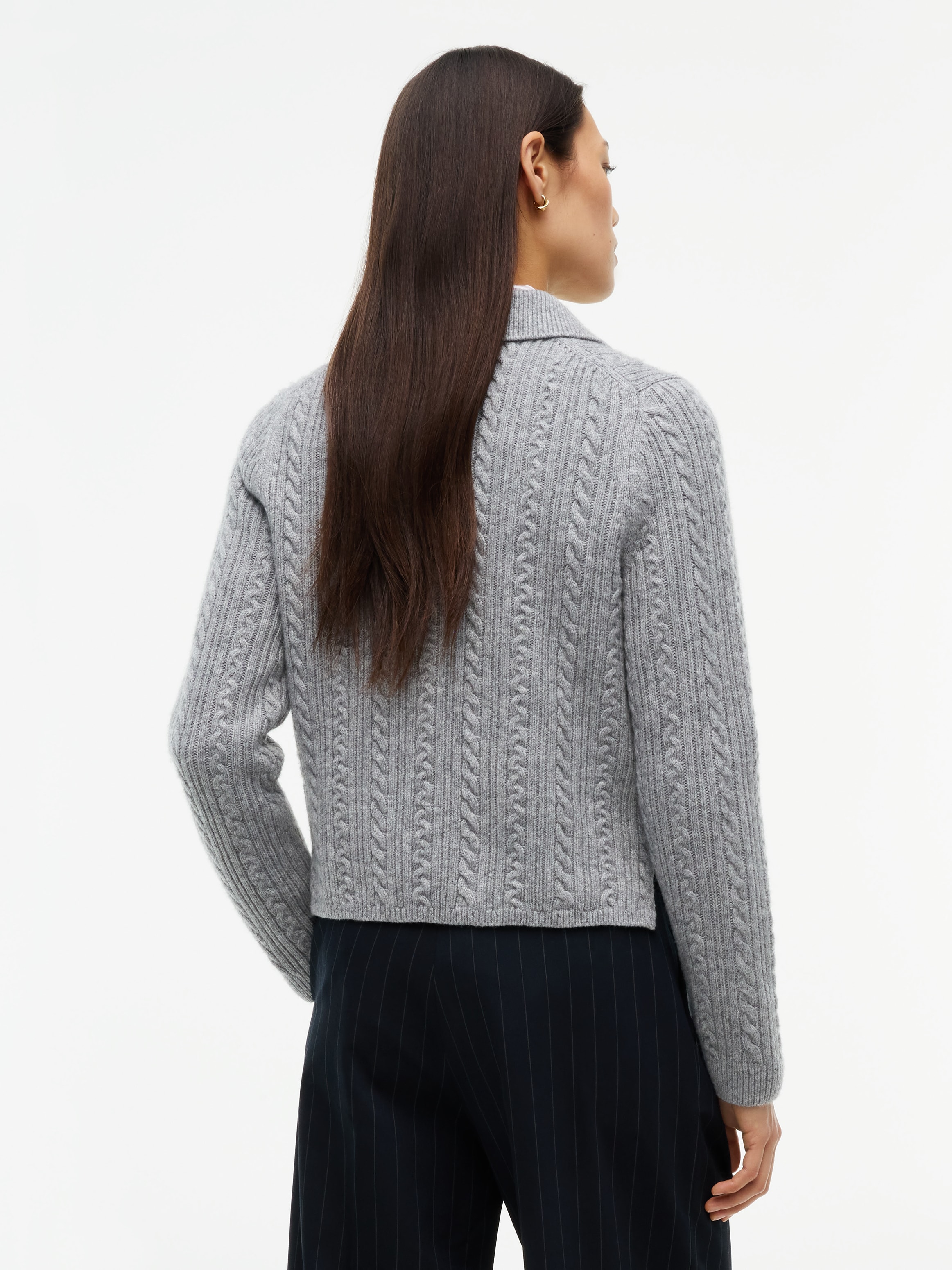 Tommy Hilfiger Pull à col polo »LS POLO CABLE SWEATER REG FIT« mélange de matières avec laine et soie, motif torsadé