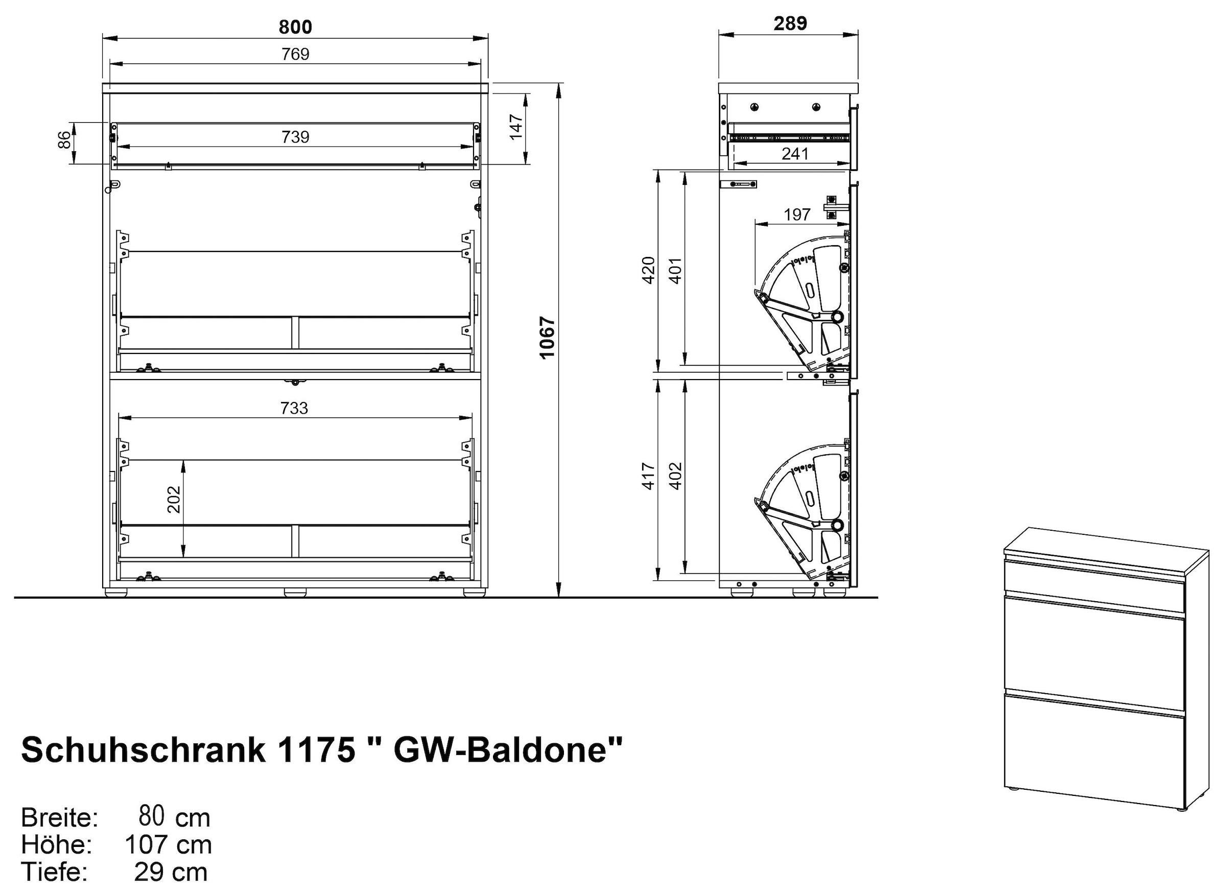 GERMANIA Armoire à chaussures »GW-Baldone« 1 cuis tlg. Platz für bis zu 12 Paar Schuhe