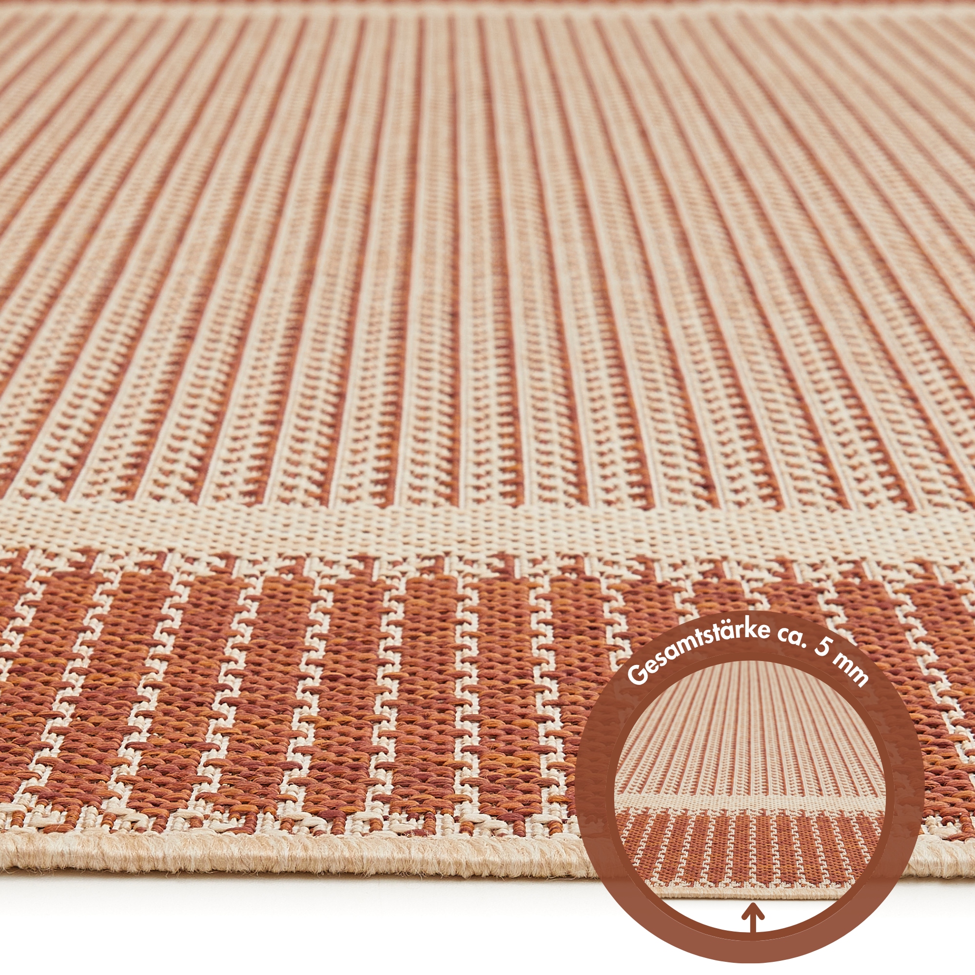 Andiamo Tapis »ARIZONA 2« Rectangulaire 5 mm Höhe Flachgewebe, mit Bordüre, In- und Outdoor geeignet, wetterfest