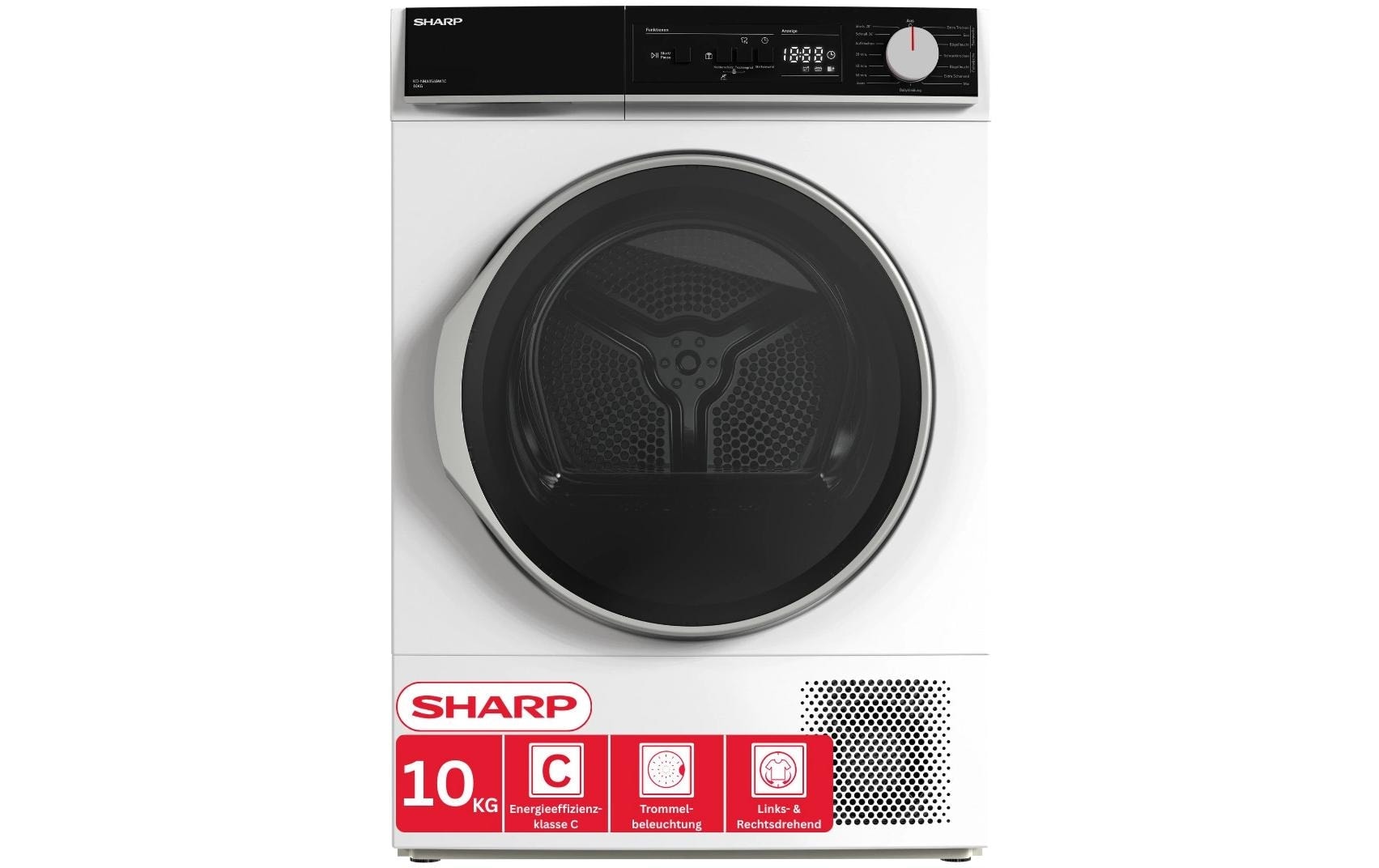 Sharp Waschtrockner »KD-NHA0S6GW1C« 64 dB(A) 10kg / EEK C / 3 Tasten / XL-Glas-Tür / weiss