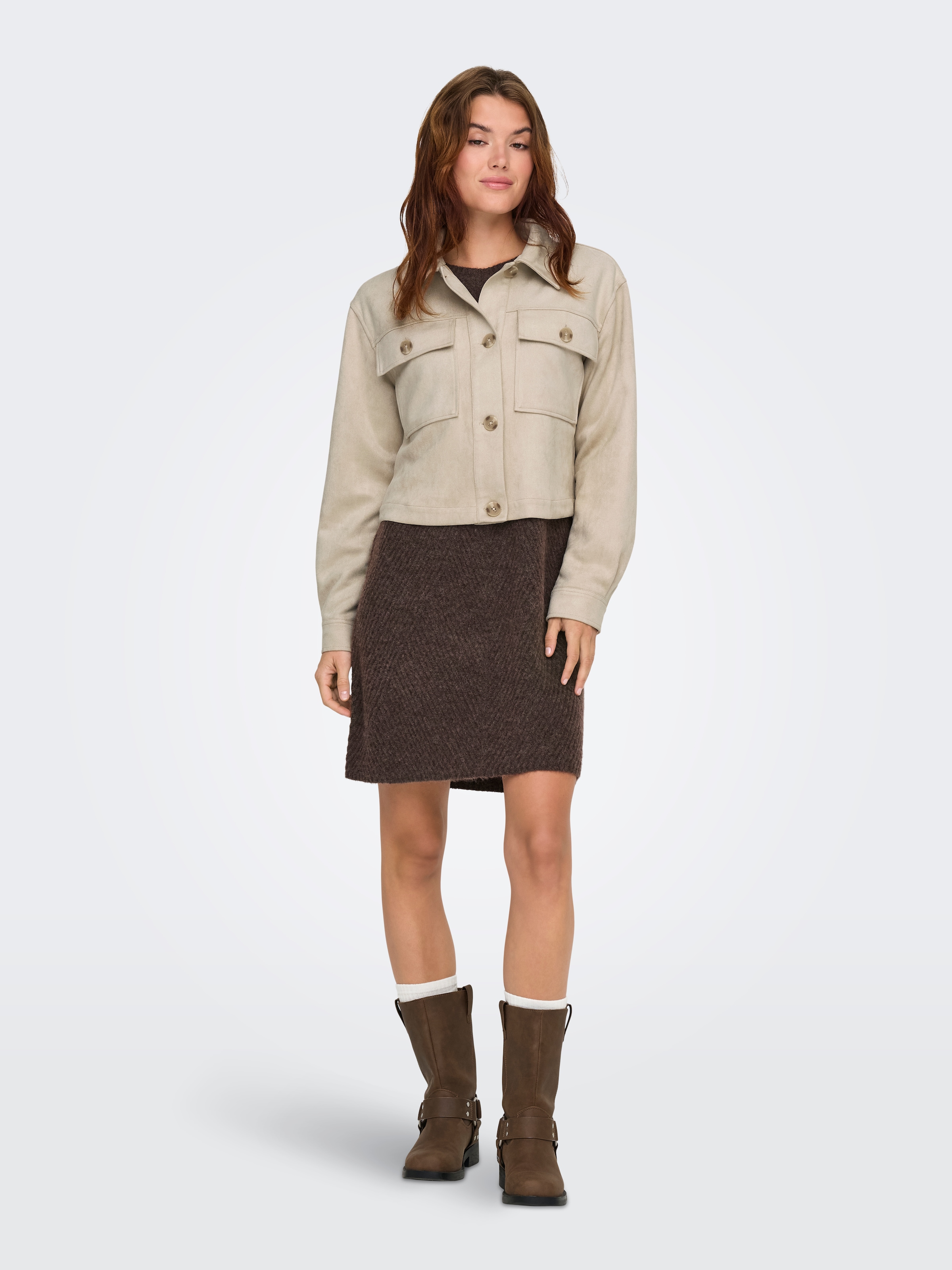 ONLY Veste courte »ONLBELICIA LIFE FAUX SUEDE JACKET OTW« aus weichem Wildlederimitat