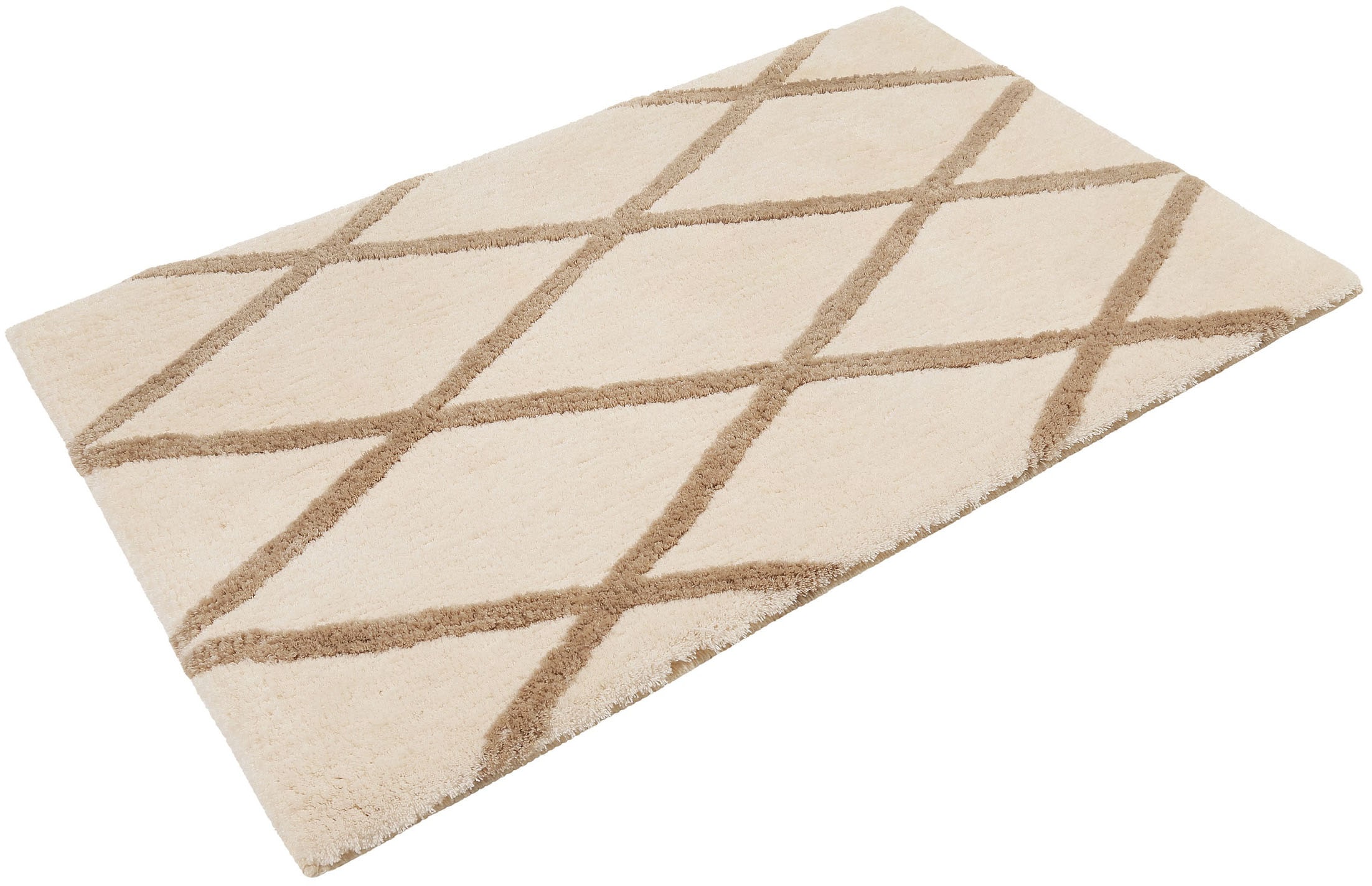 Homie Living Tapis de bain »San Bosa« Höhe 20 mm Badteppich, modernes Rauten Design, waschbar, Badezimmerteppich