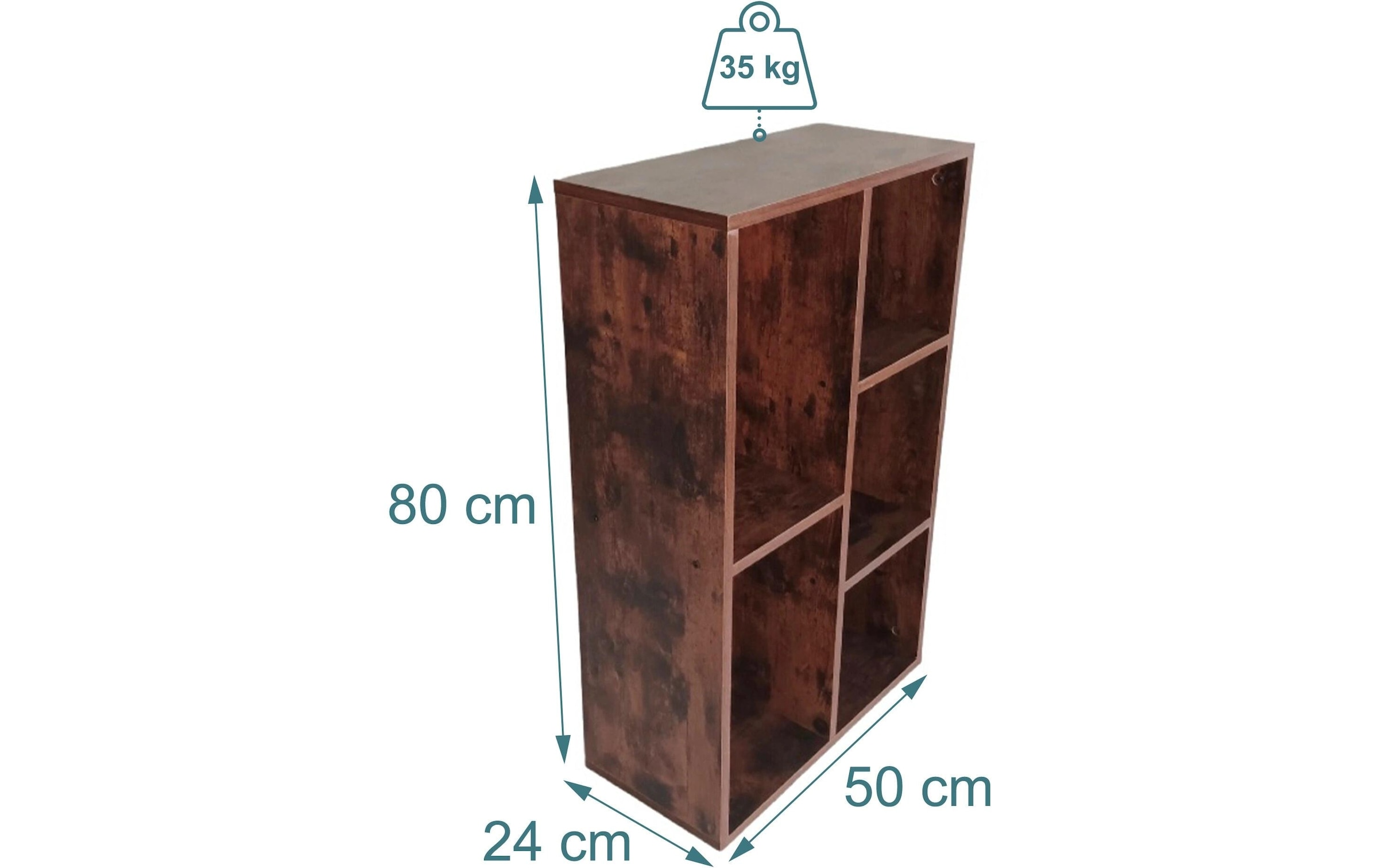 relaxdays Regal »in Holzoptik 80 x 50 x 24 cm«
