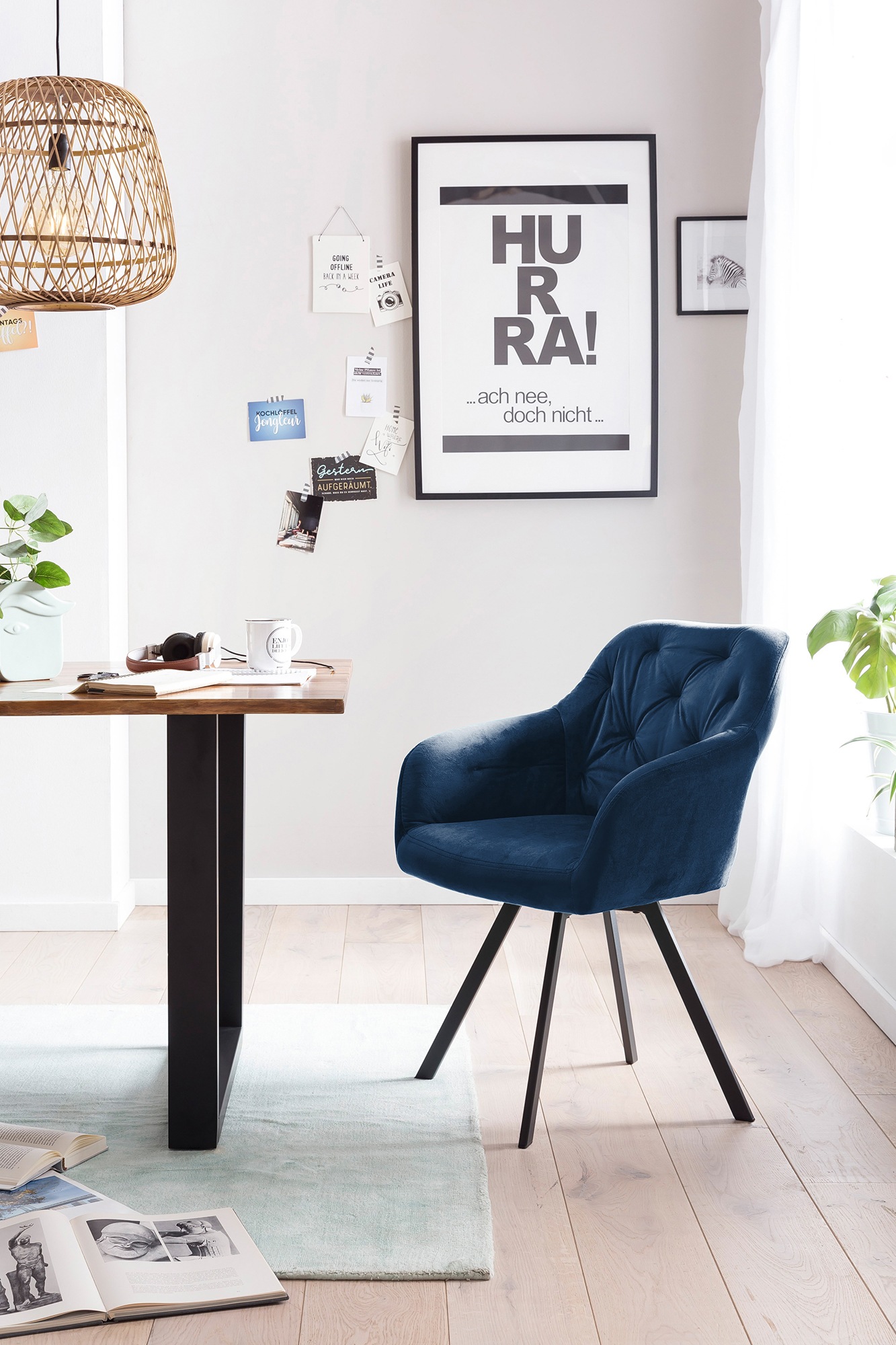 SalesFever Essgruppe »Stilvolle Essgruppe« Set, 5 Stk. tlg. 5-teilige Sitzgruppe mit 360° Drehplatte und echter Baumkante