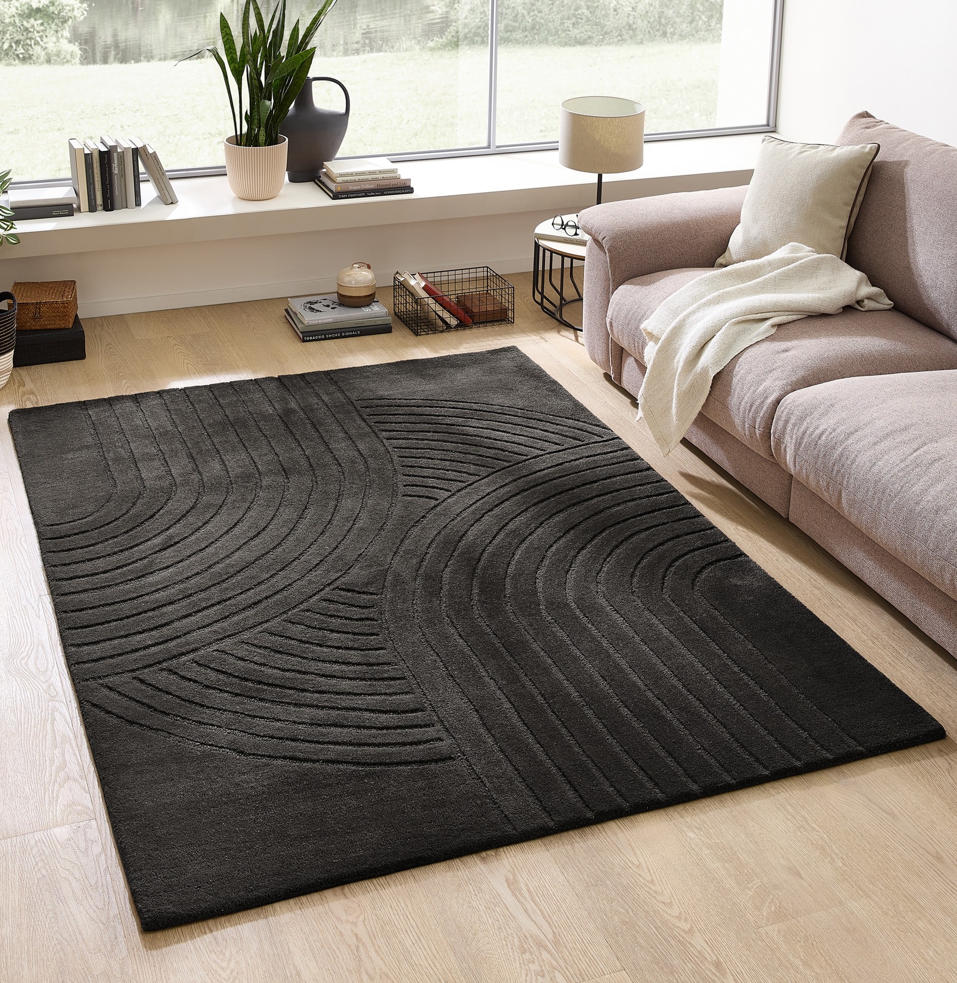 my home Tapis en laine »Gabbo Design, Handgefertigt, Teppich,  reine Wolle,« Rectangulaire 14 mm Höhe Hoch-Tief-Effekt, reine Wolle, Scandi-Look, Naturfaser