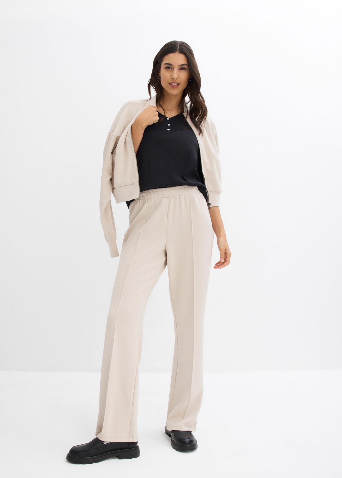 bonprix T-shirt à manches longues 1 schmale Passform, Langarm, mit kurzer Knopfleiste im Henley-Stil