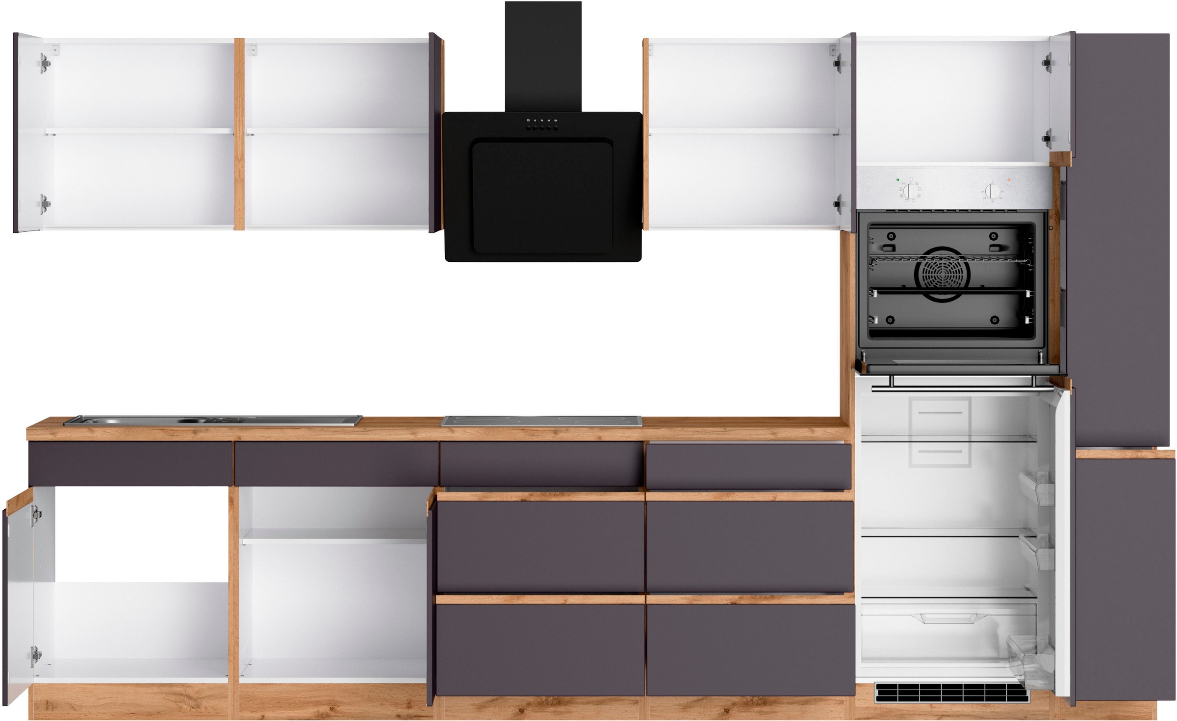 KOCHSTATION Kitchenette »KS-Riesa« largeur d'installation 330 cm, sans appareils électriques