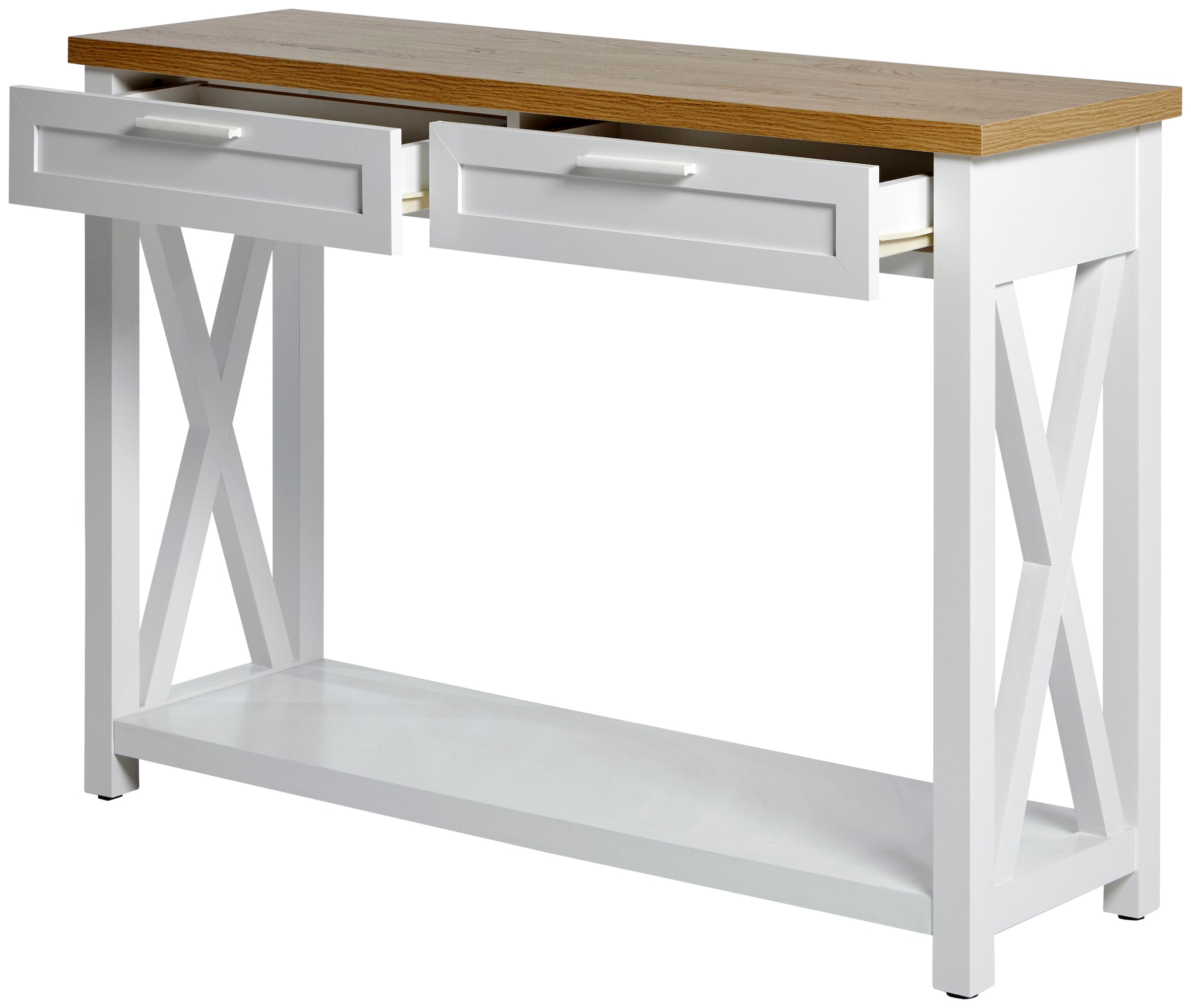 Jahnke Konsolentisch »Chalet« 1 Stk. tlg. Konsolentisch mit 2 Schubladen und Ablage, Landhausstil, X-Design