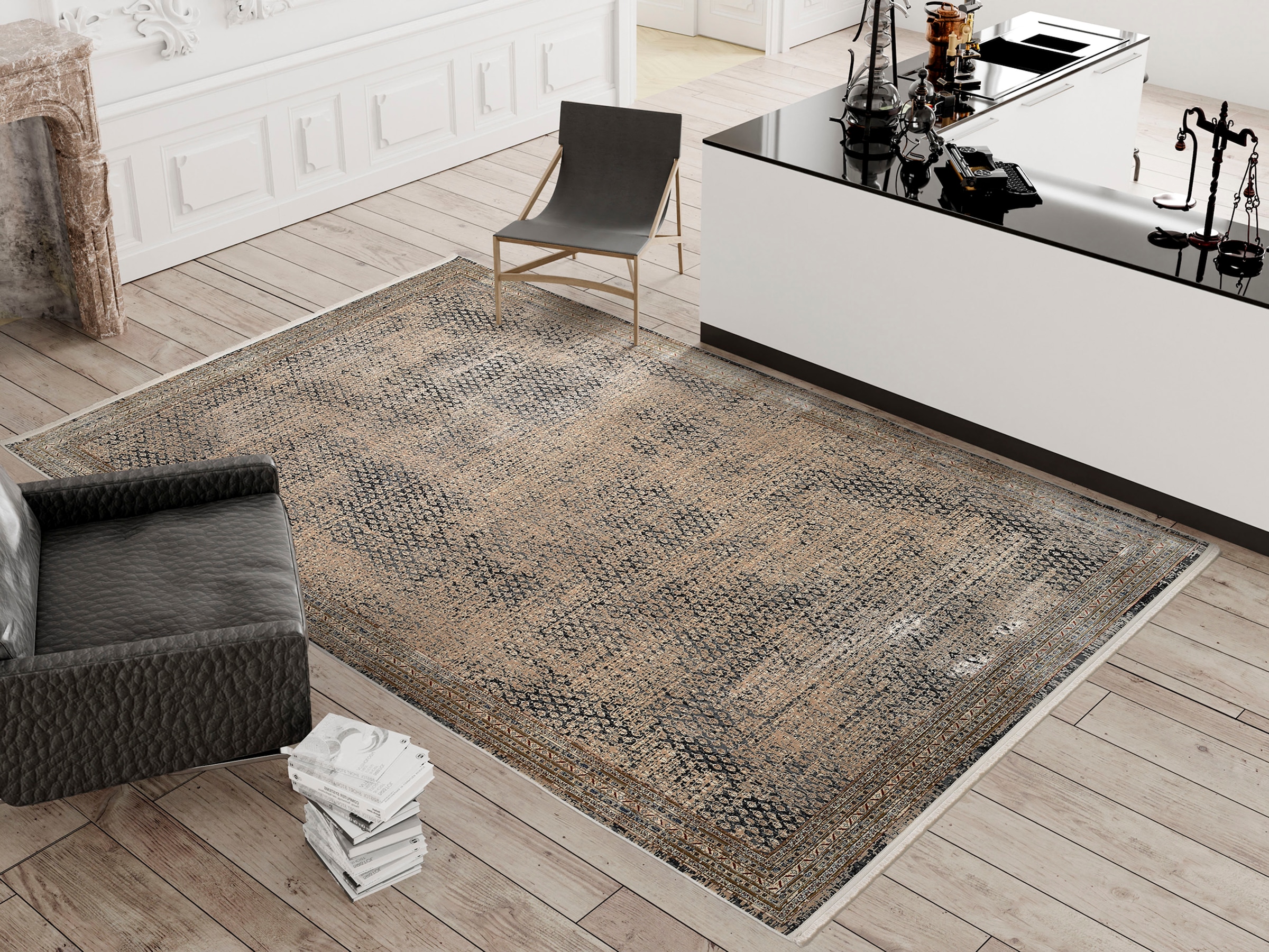 WK WOHNEN Teppich »POINTS« rechteckig 7 mm Höhe hochwertiger Materialmix mit seidigem Glanz