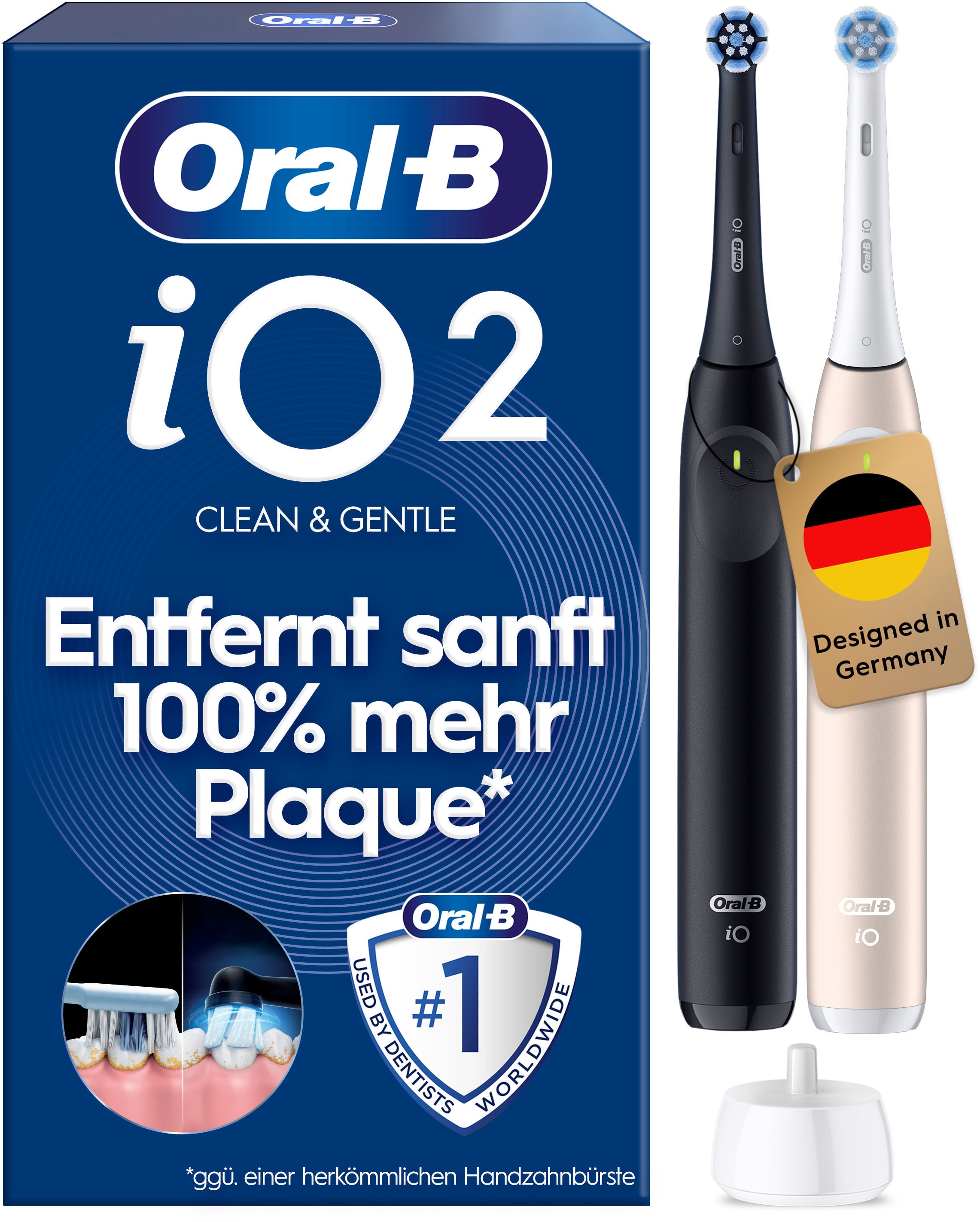 Oral-B Brosse à dents électrique »iO Series 2« 2 cuis Aufsteckbürsten Doppelpack, 2 Aufsteckbürsten, Reise-Etui
