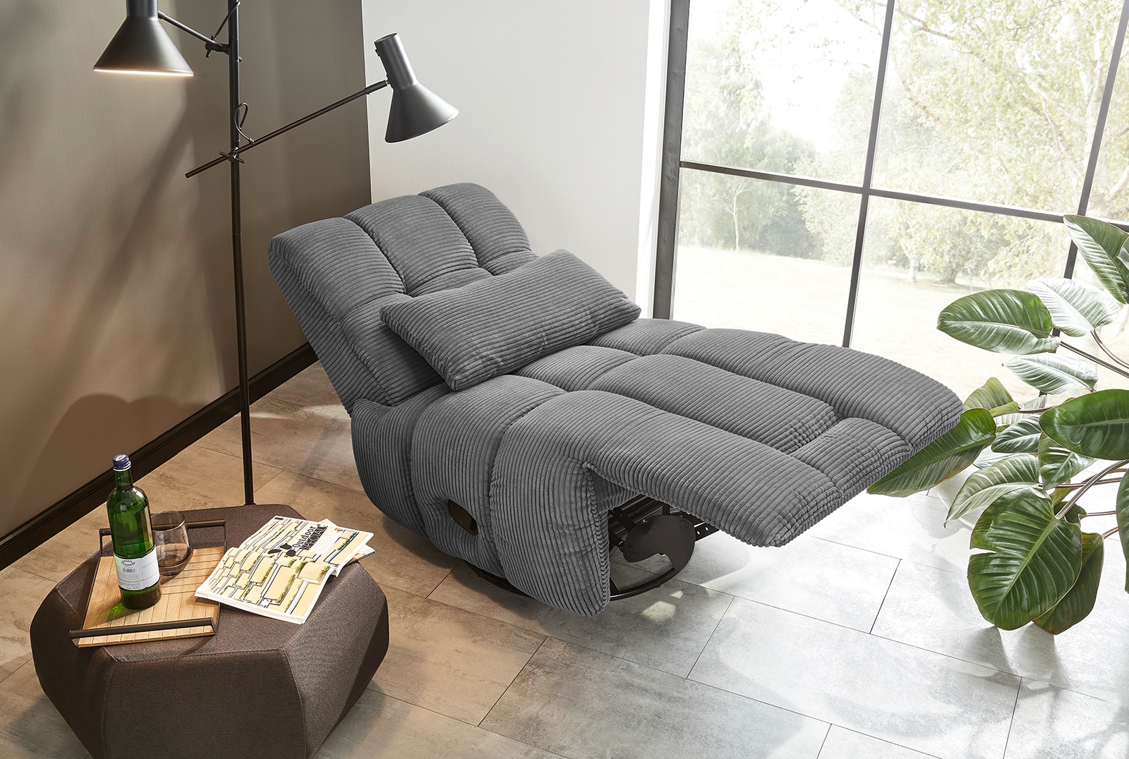 Jockenhöfer Gruppe Fauteuil de relaxation »Doncaster, B: 84 cm, Sitzhöhe: 50 cm« avec fonction rotation, balançoire, relaxation & bascule, tissu velours doux