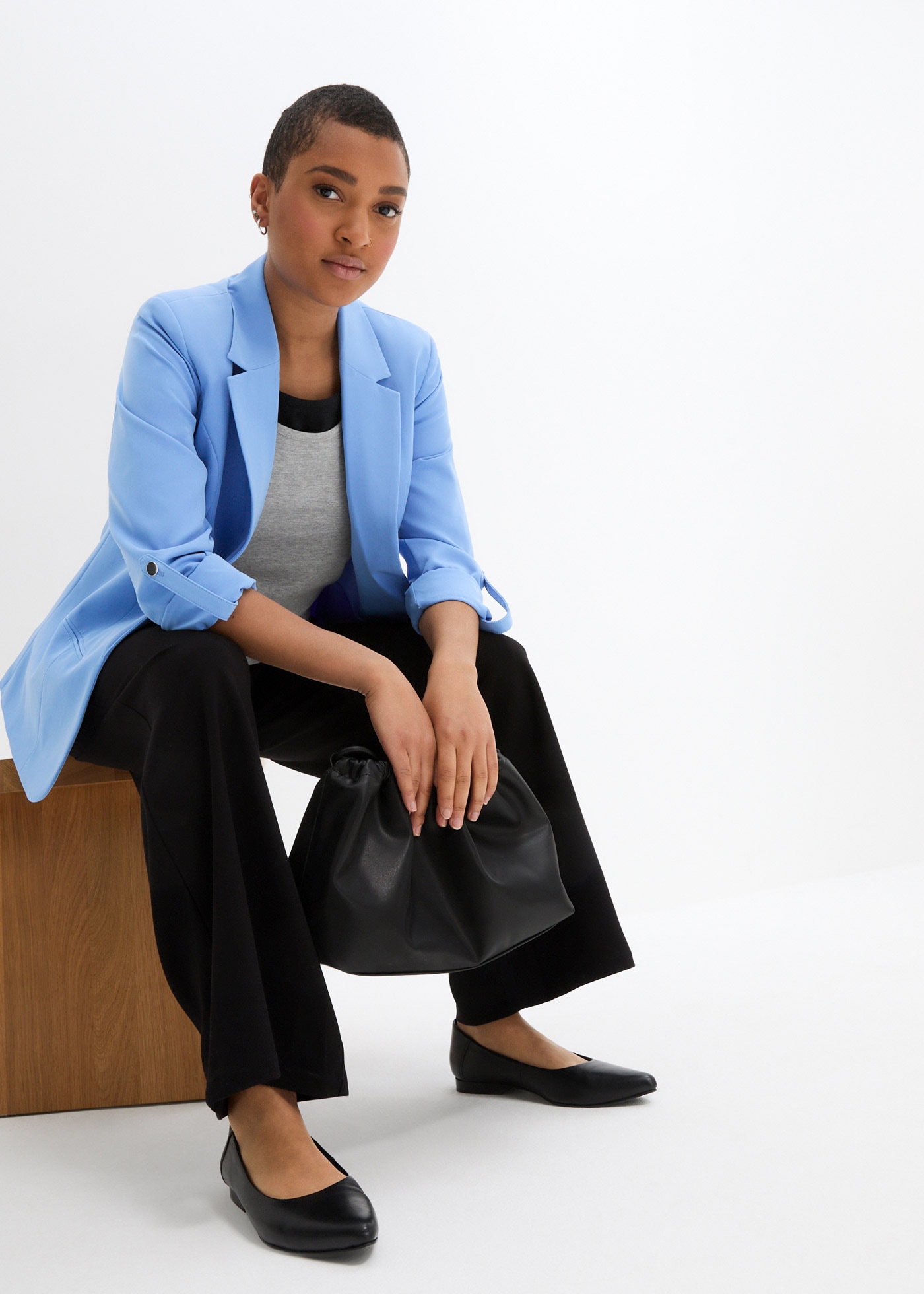 bonprix Pantalon marlène  weit geschnitten, Loose fit Passform, High-Waist-Bequembund