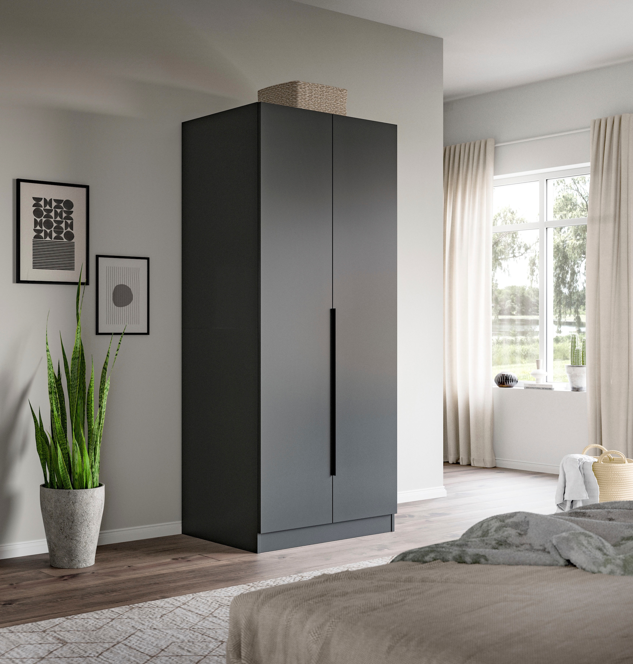 Home affaire Kleiderschrank »Skarde Schlafzimmerschrank, Garderobe, Schrank« Otto Bestseller Garderobe Schlafzimmerschrank,  Breite: 80 cm, anthrazit, Kleiderstange