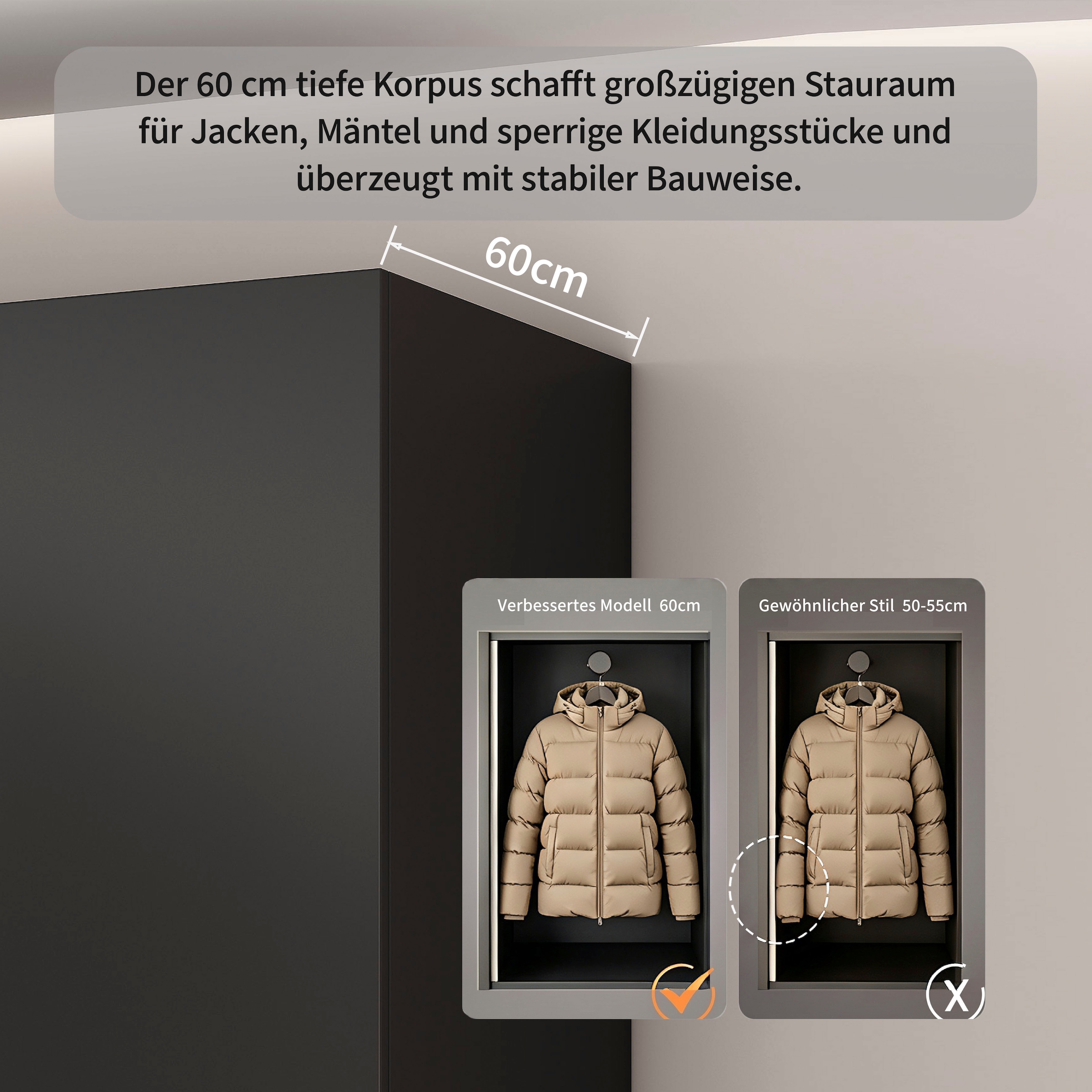 GOODproduct Kleiderschrank »Jorella Schlafzimmerschrank Garderobe mit Softclose« eleganter Schlafzimmerschrank Rillendesign Trend Breite 121cm