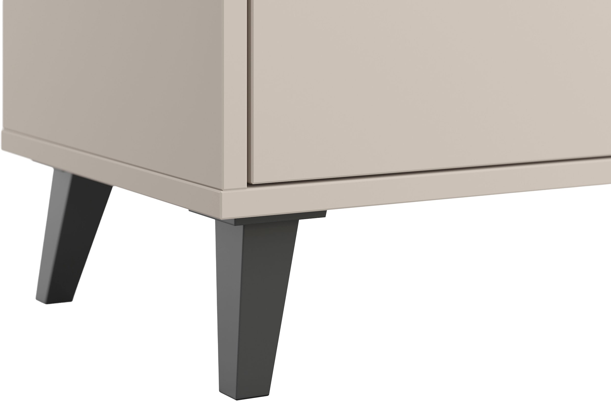GOODproduct Table basse »Oslo, B/H/T: 180/40/33 cm« 2 rabats, poignées métalliques noires, pieds noirs