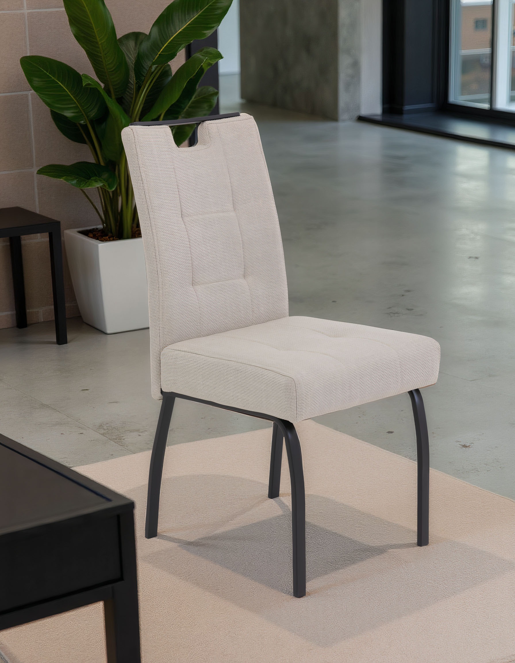HELA Chaise à 4 pieds »LINZ, Esszimmerstuhl, Komfortstuhl« (Ensemble) 2 cuisSiège XL, barre de poignée élégante, siège confort avec ressorts, supporte 140kg