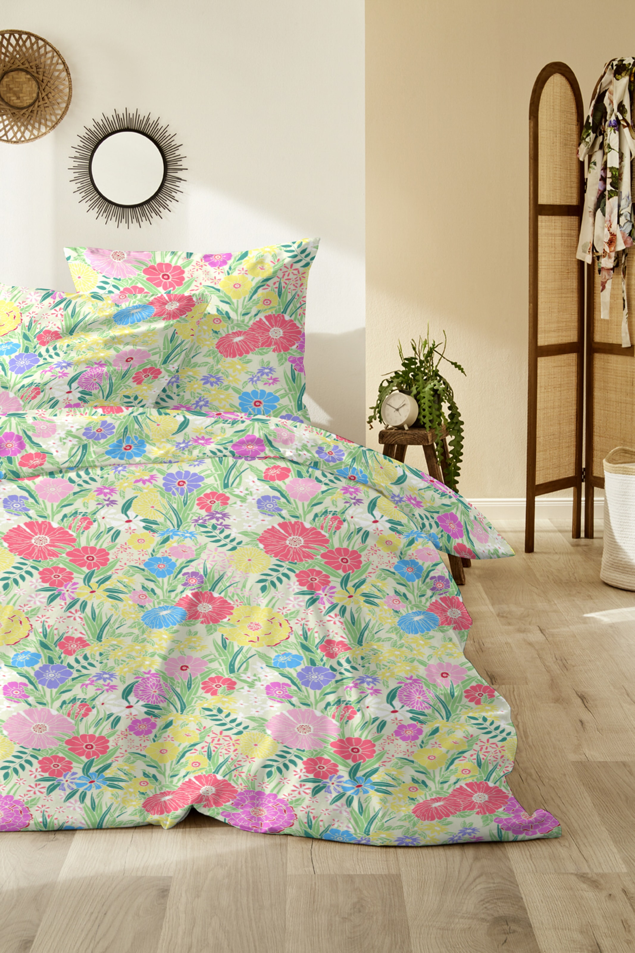 Primera Linge de lit »Perkal-Bettwäsche Wonderful« 2 cuis avec un motif floral vivant