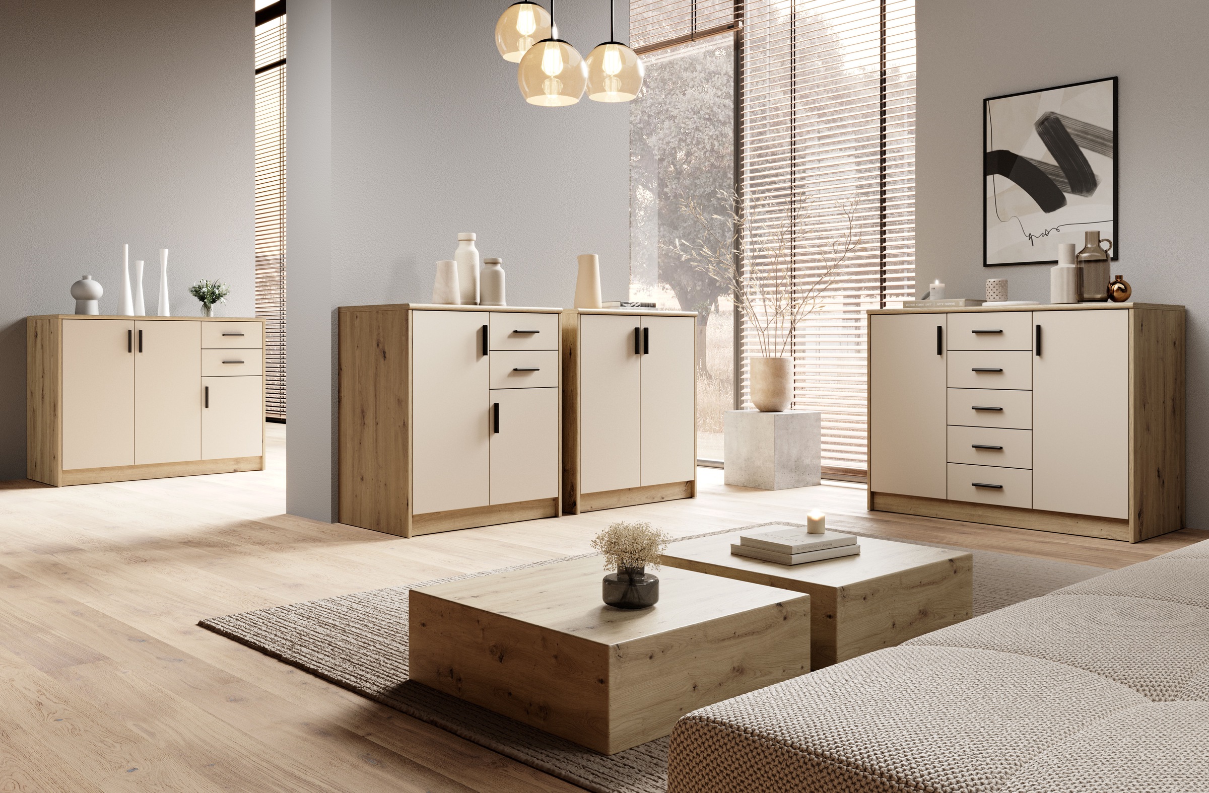 HBZ Sideboard »Nelly Kommode, BxHxT 109x86x50cm« 1 Stk. tlg. Breite 109cm, Einlegeböden verstellbar, foliert