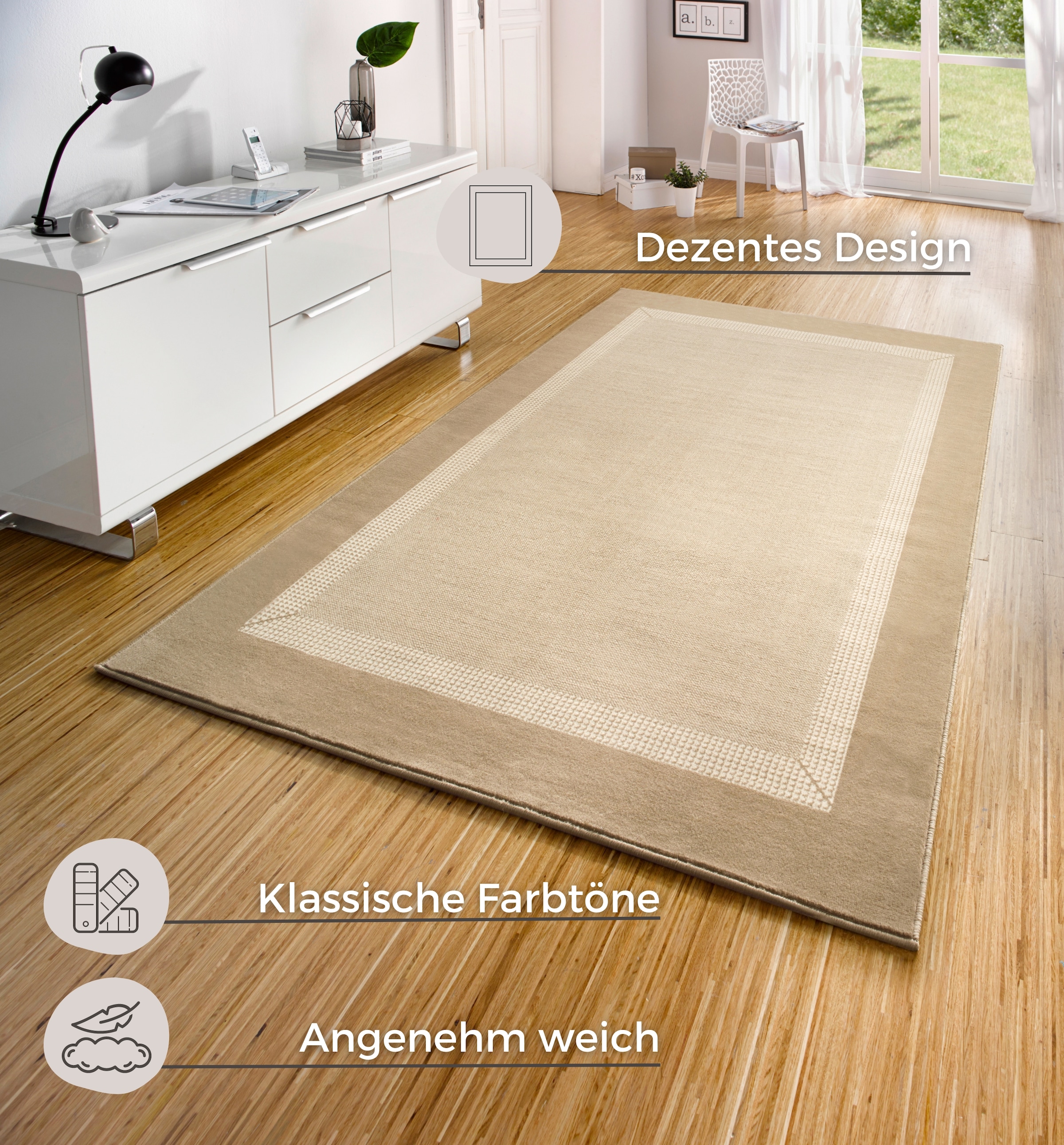 HANSE Home Teppich »Band« rechteckig 9 mm Höhe Kurzflor, weich, Läufer Grössen, Wohnzimmer, Schlafzimmer, Esszimmer