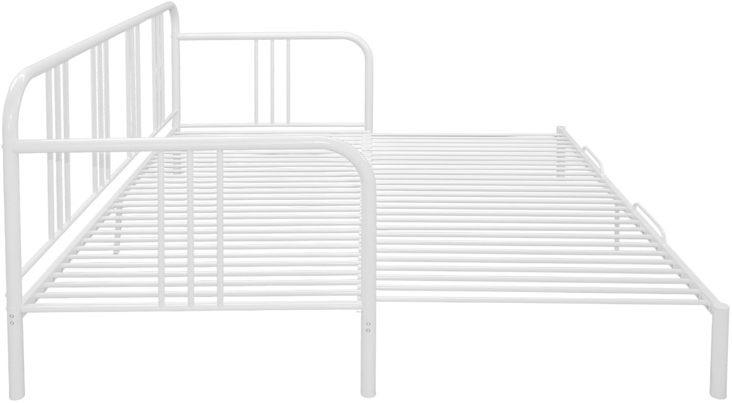 GOODproduct Metallbett »Trento Bett Bettgestell Bestseller Doppelbett Ausziehbett« Bestseller Gästebett Sofabett Schlafzimmer,  Daybett mit Ausziefunktion im Landhausdesign weiss